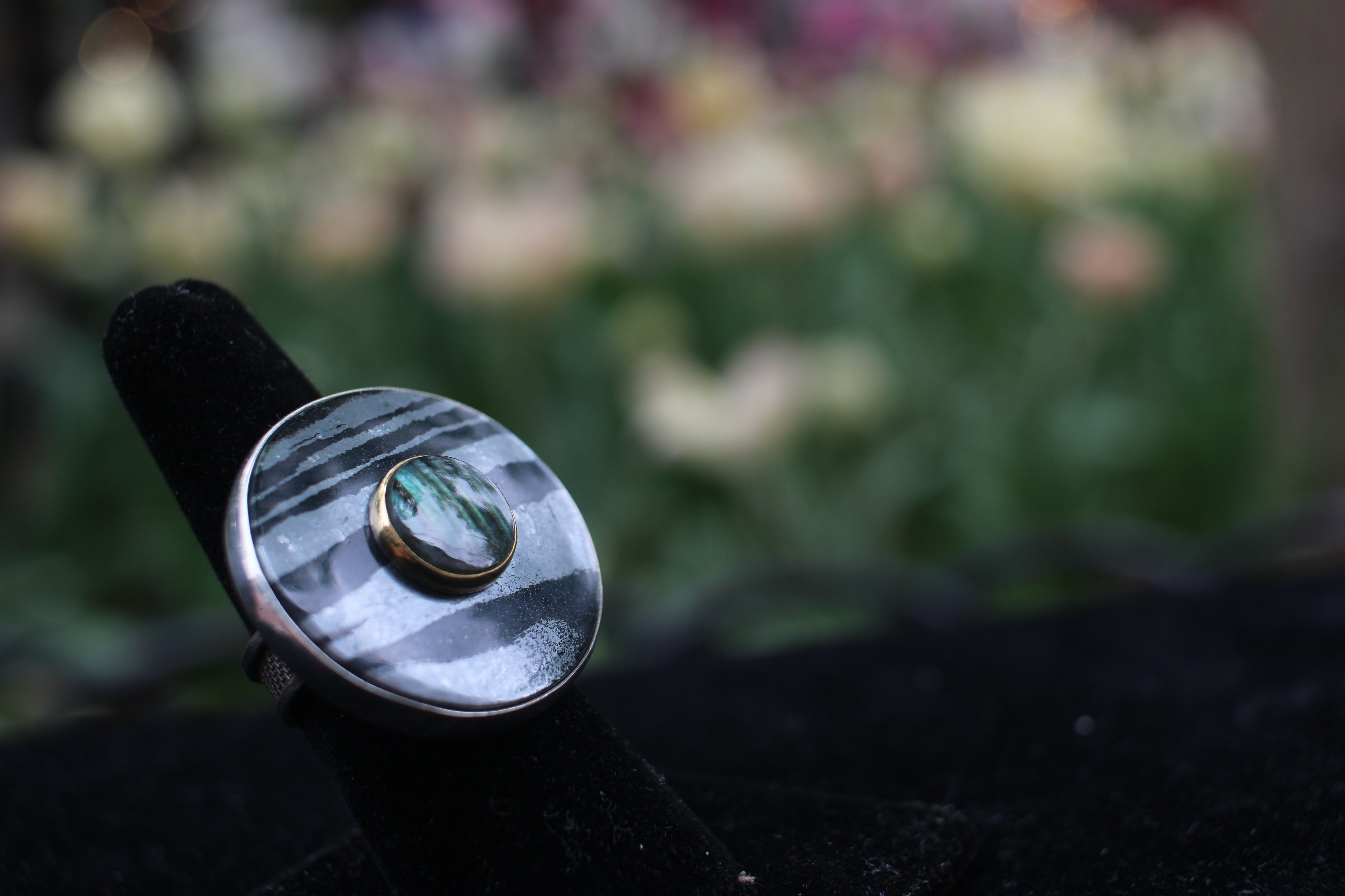 Hematite and Labradorite Ring