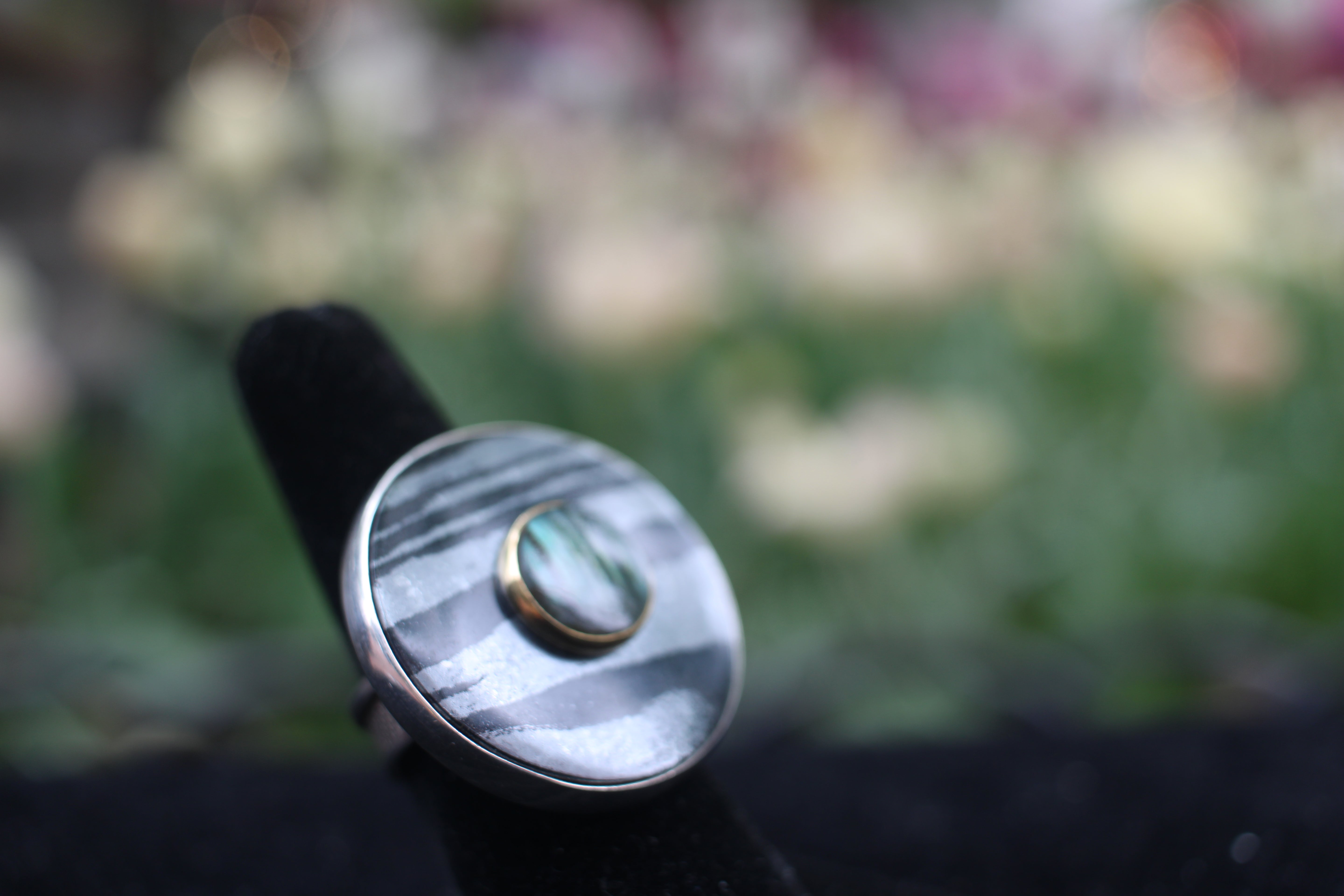 Hematite and Labradorite Ring