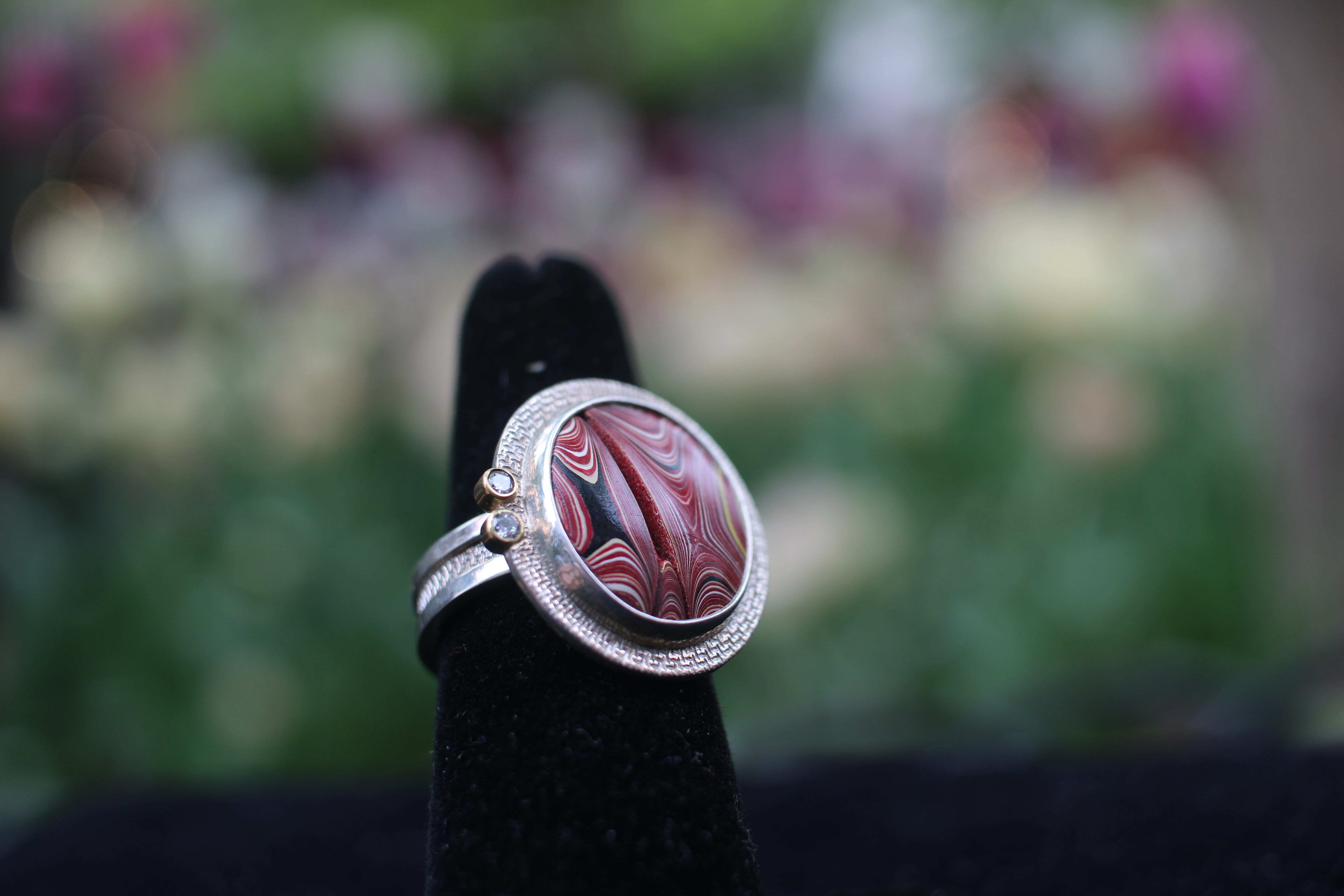 Fire Truck Fordite Ring