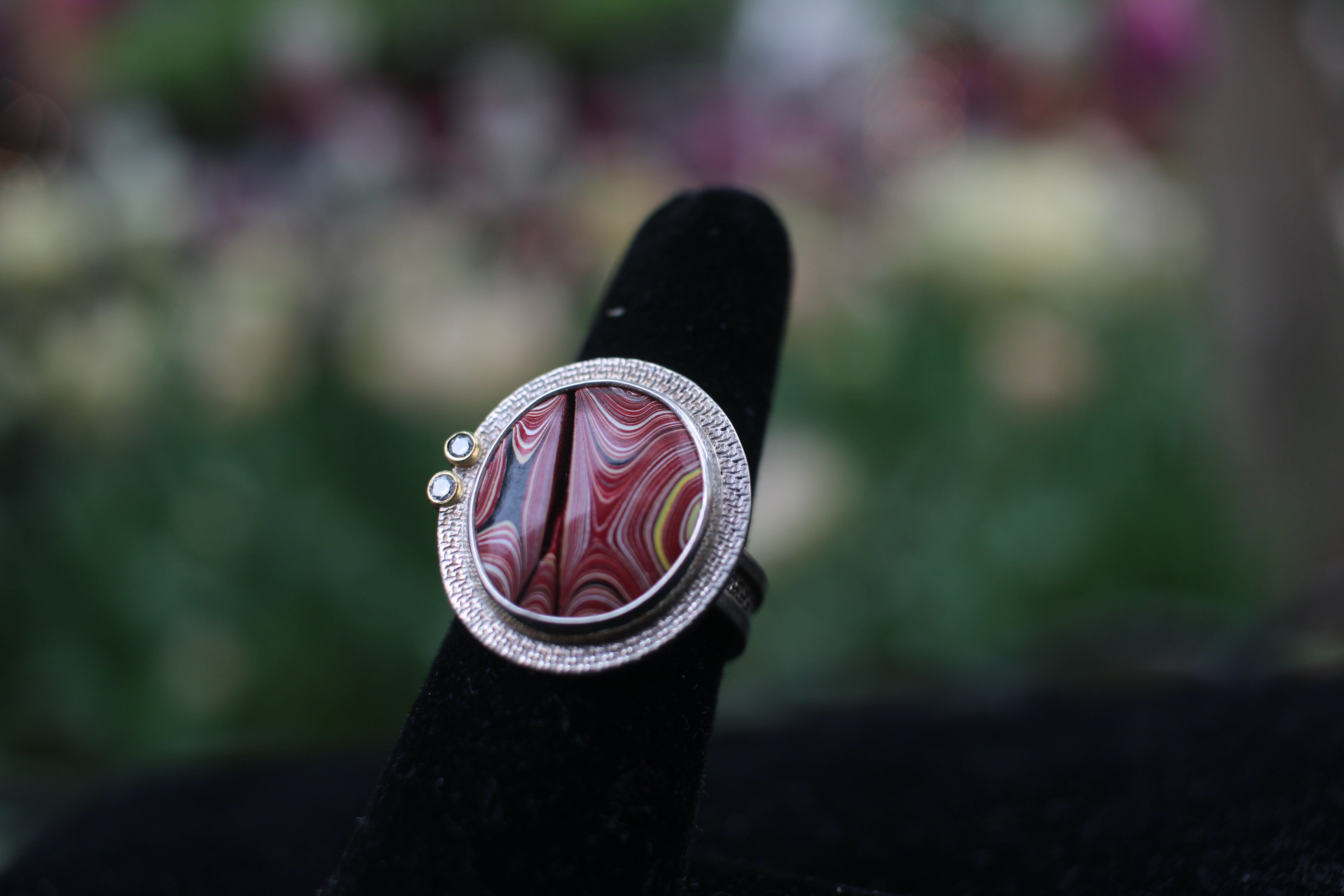 Fire Truck Fordite Ring