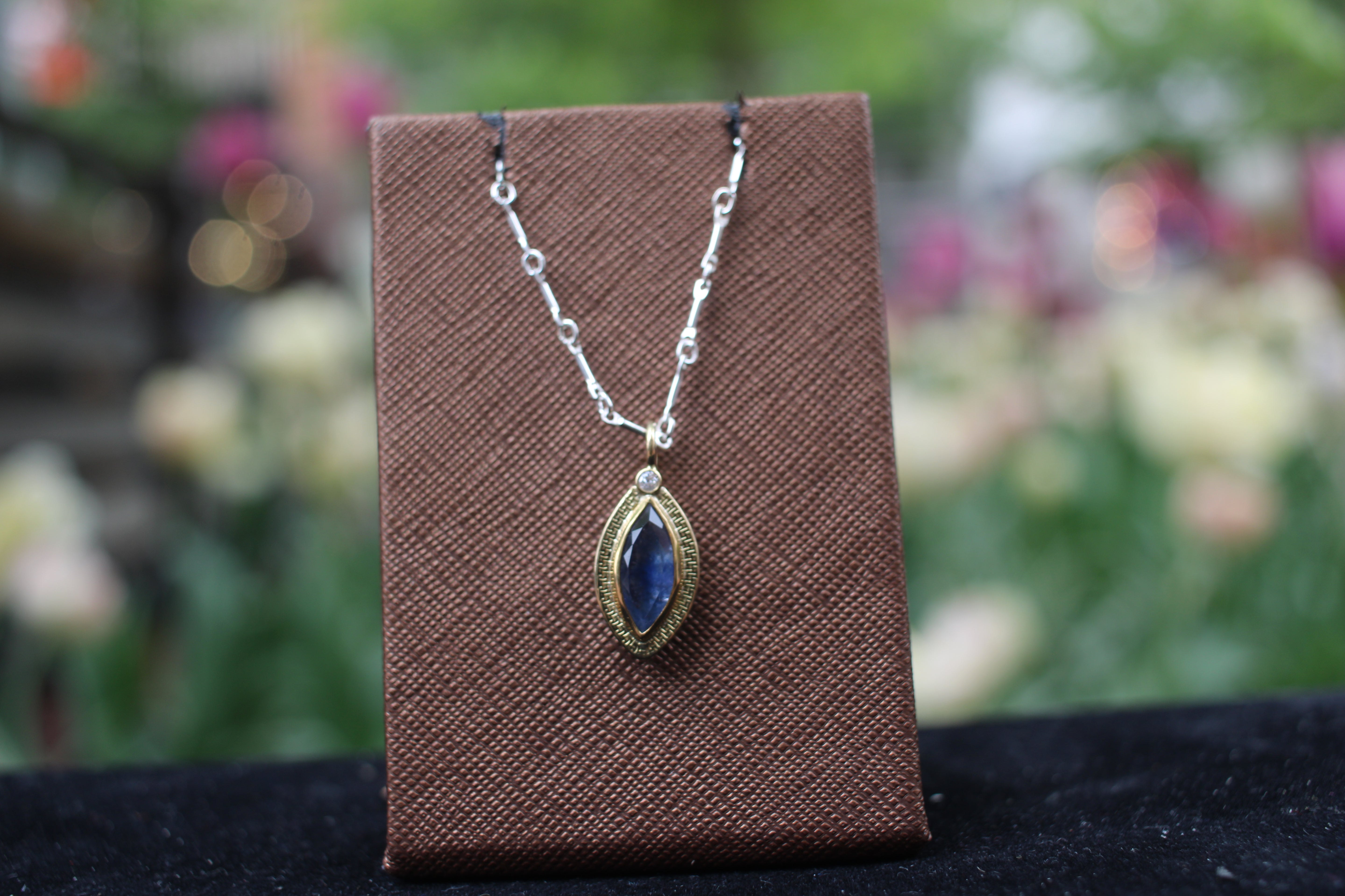 Dumortierite in Quartz Necklace