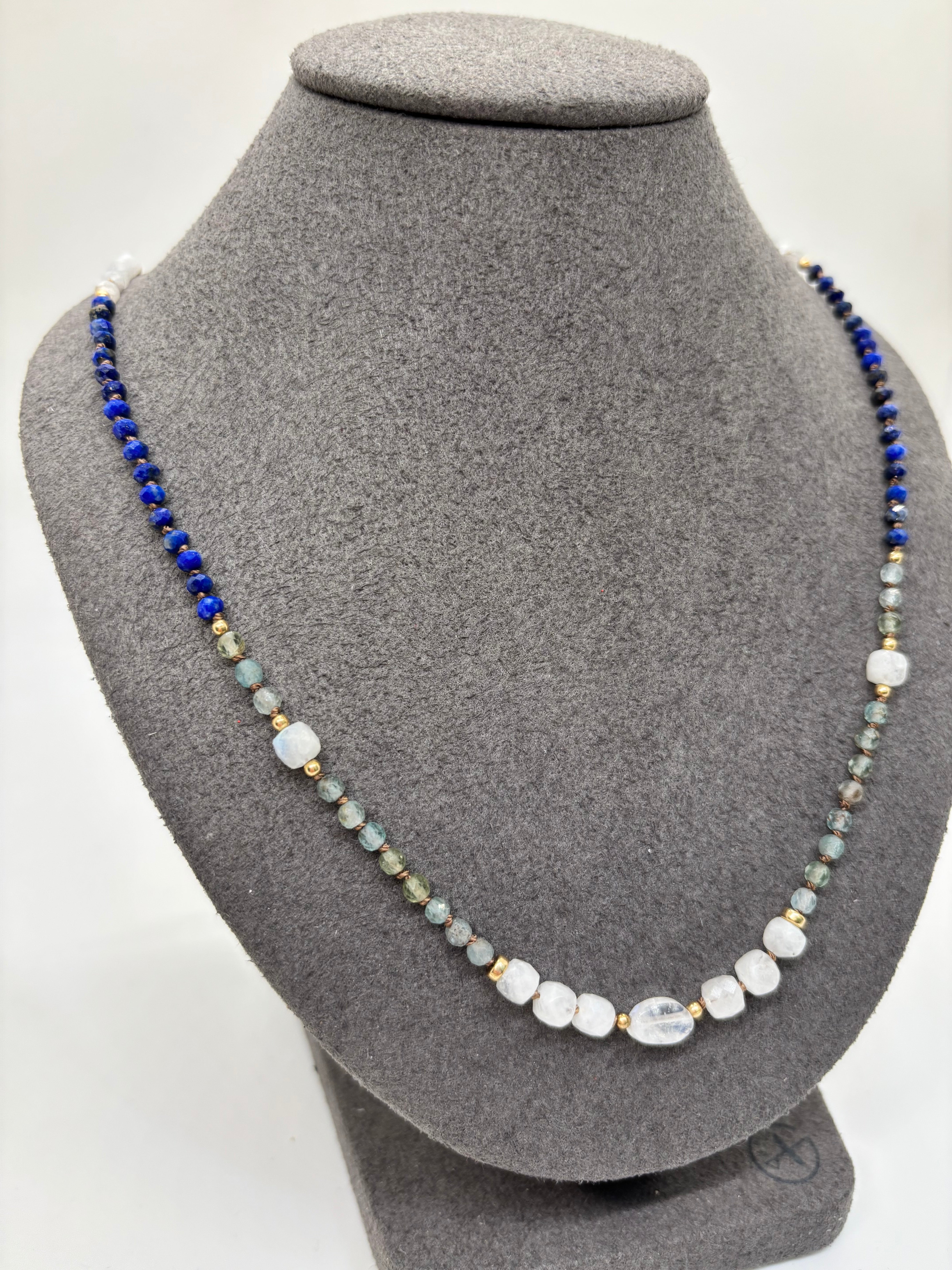 Moonstone, Lapis & Apatite Necklace