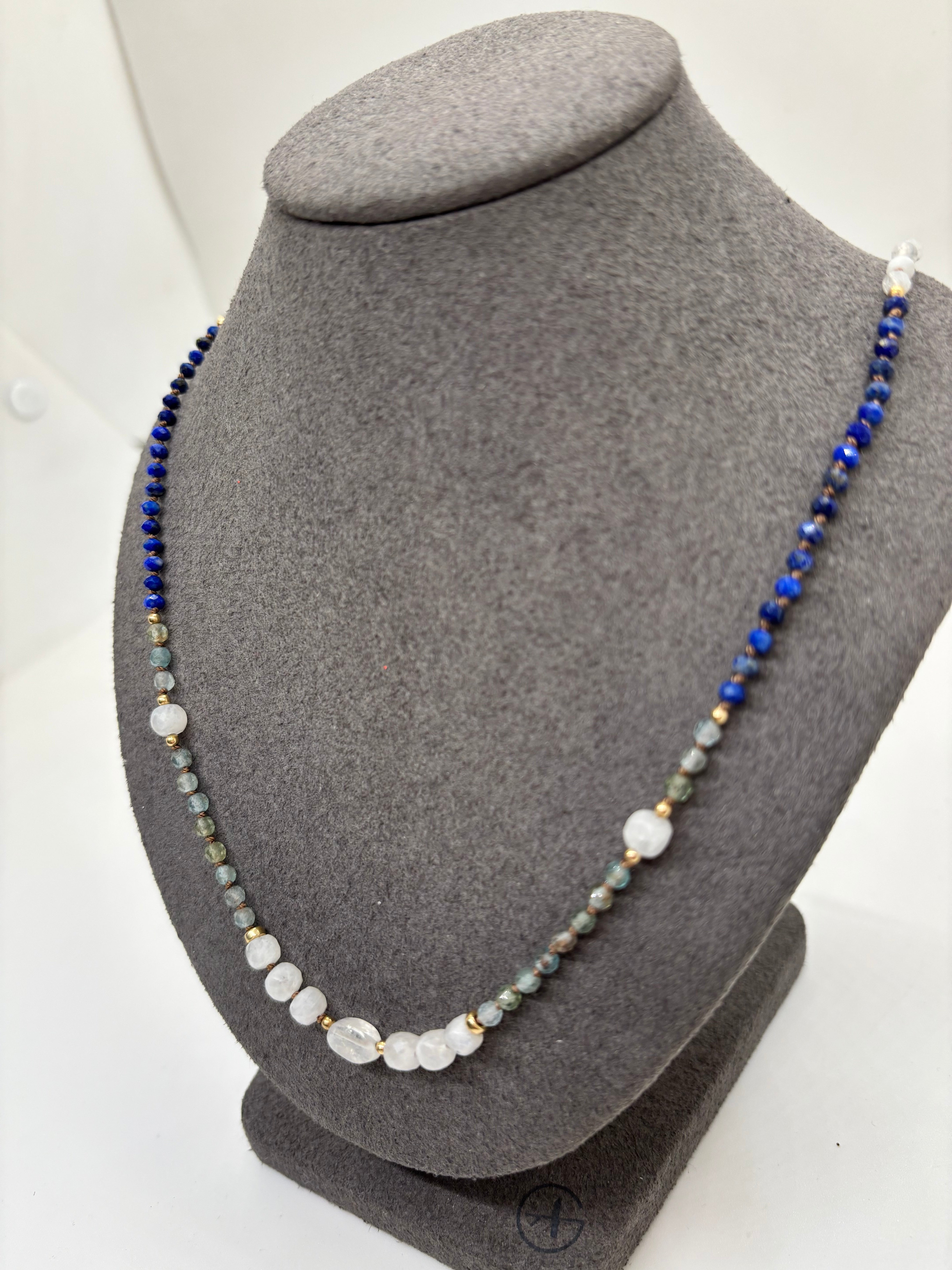 Moonstone, Lapis & Apatite Necklace