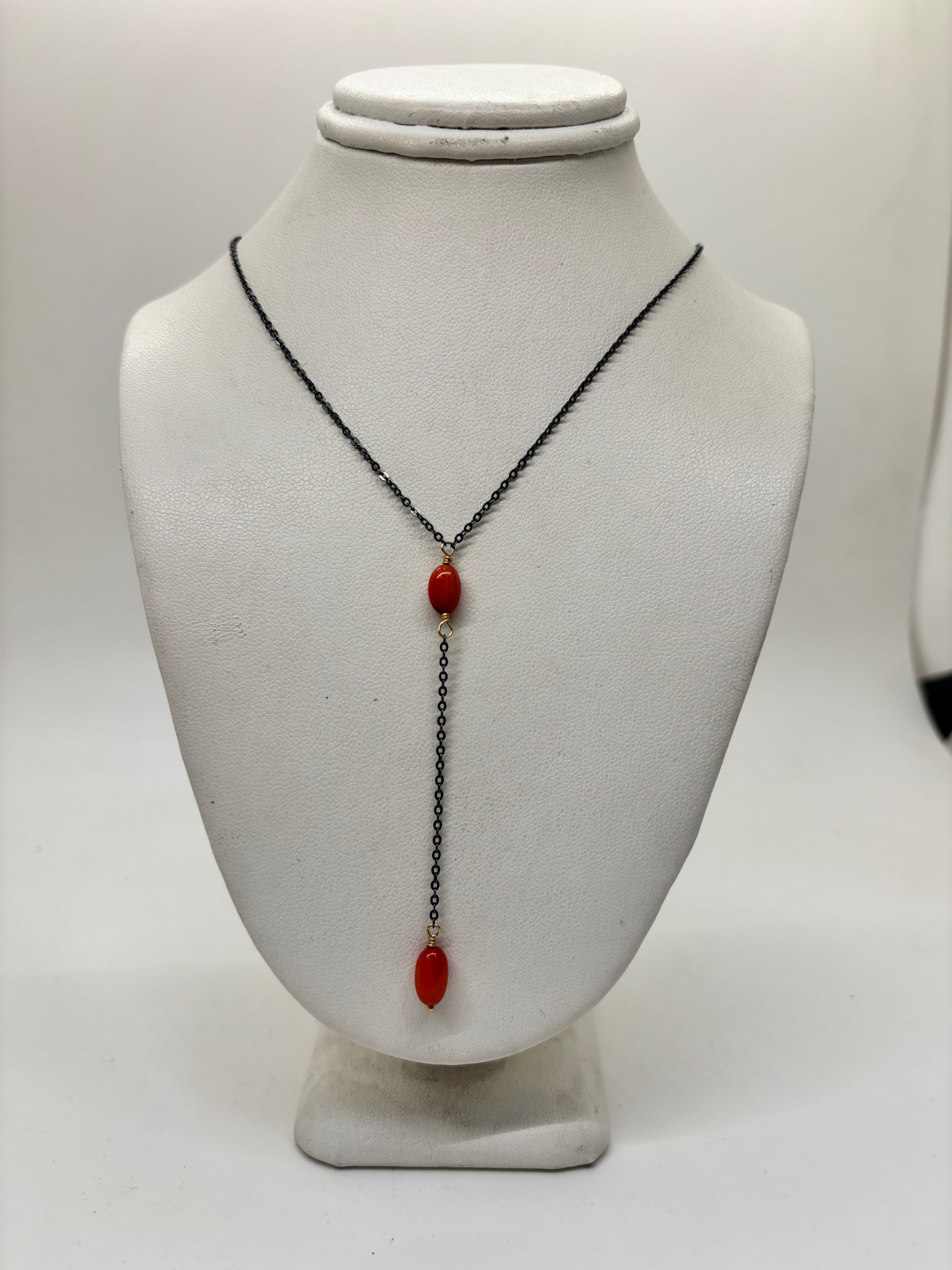 Coral Lariat Necklace