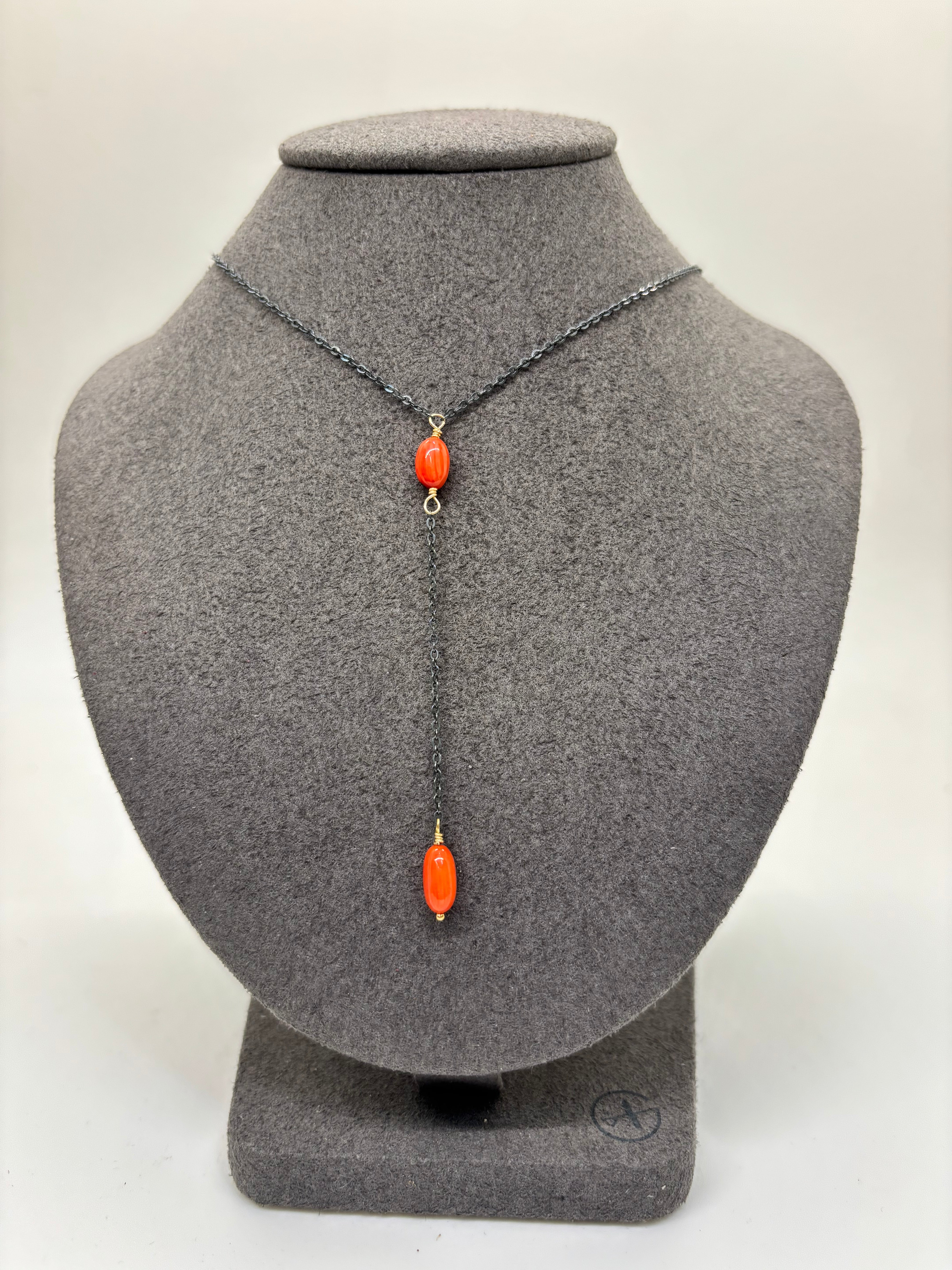 Coral Lariat Necklace