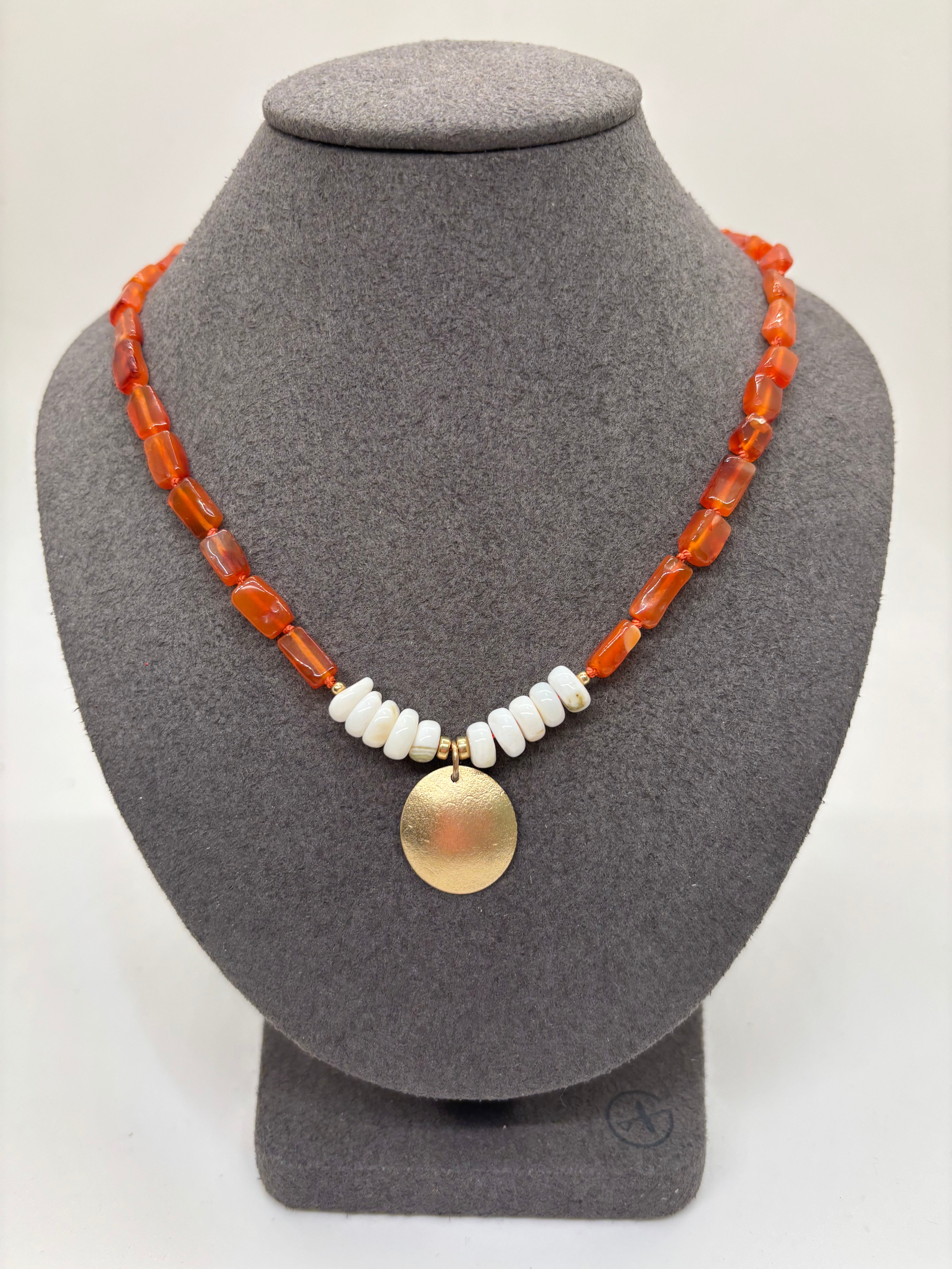 Carnelian & Shell Necklace
