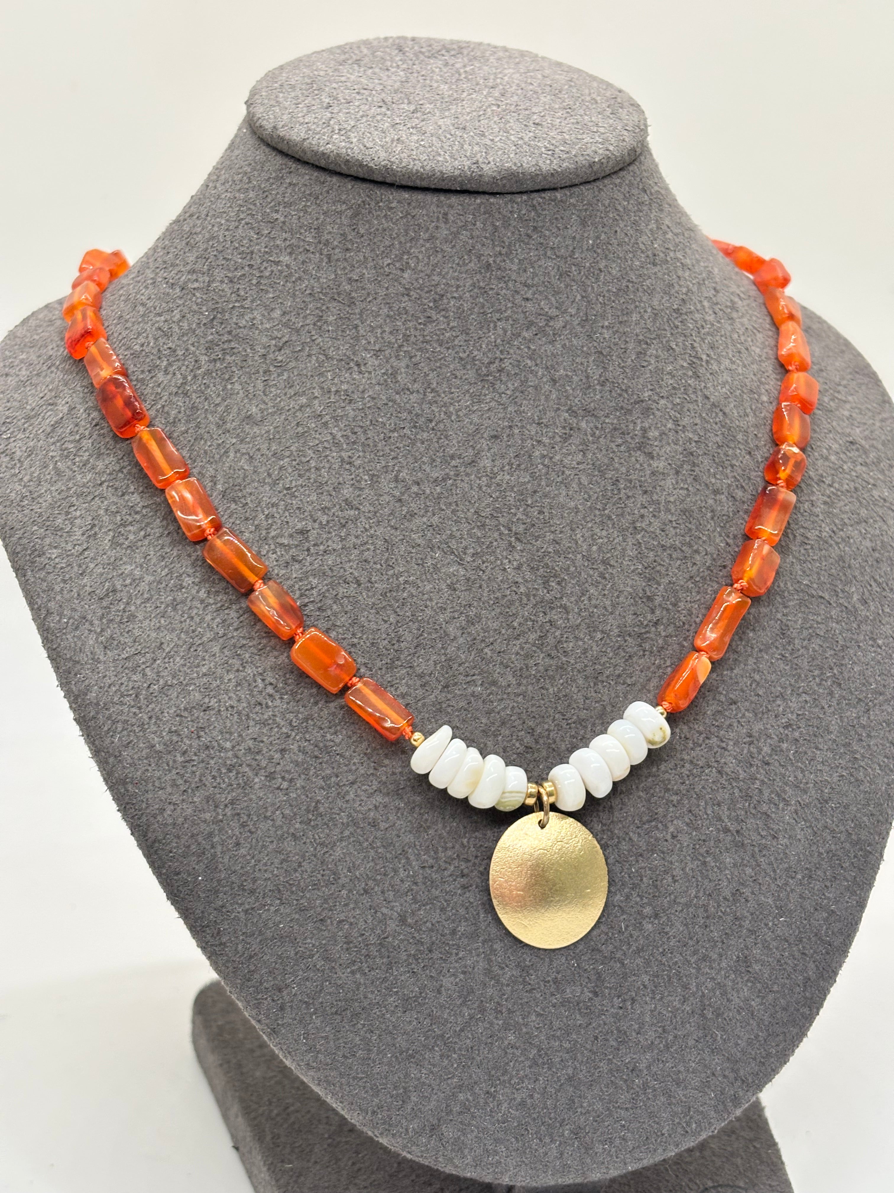 Carnelian & Shell Necklace