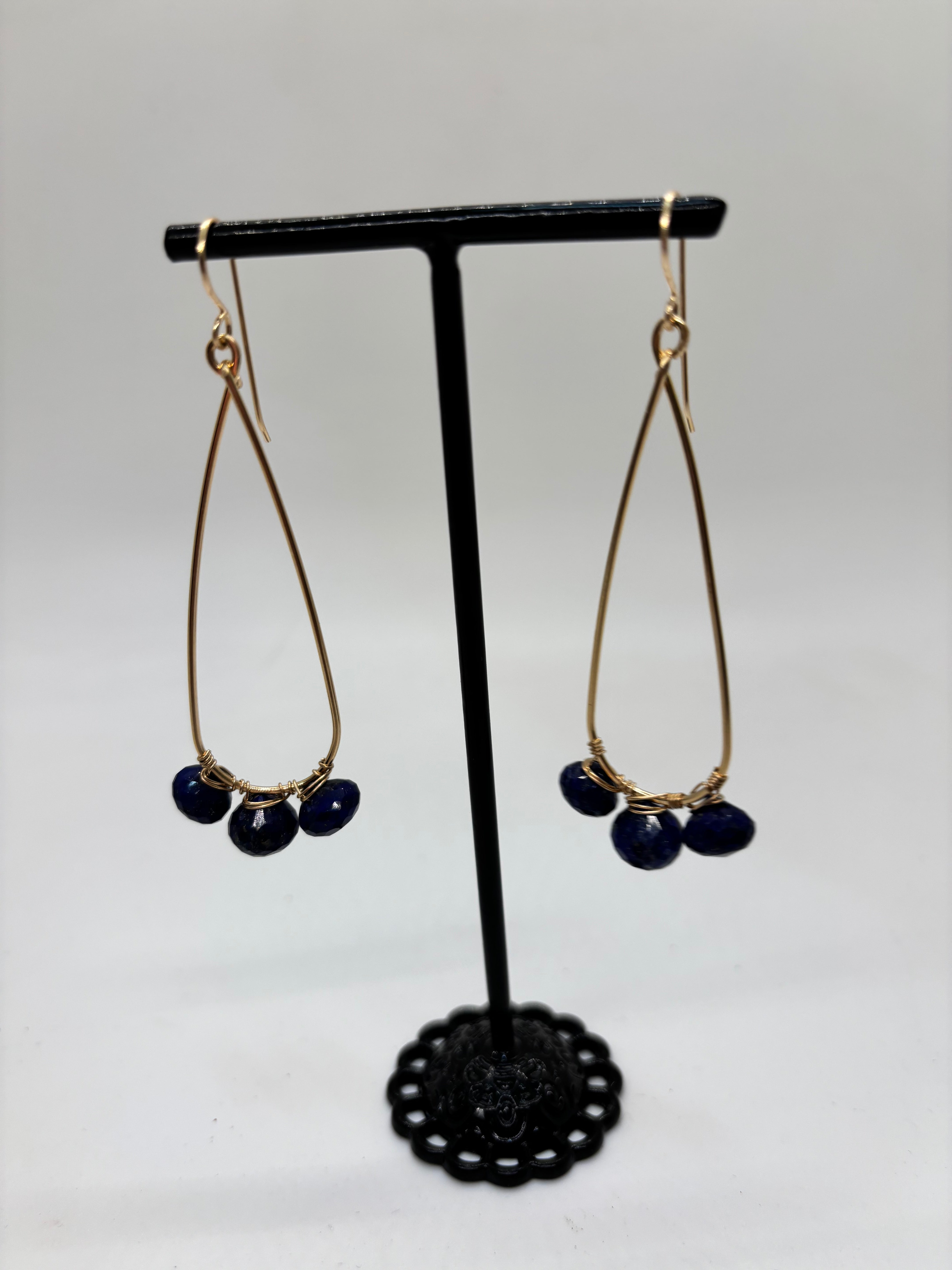 Lapis Teardrop Gold Earrings