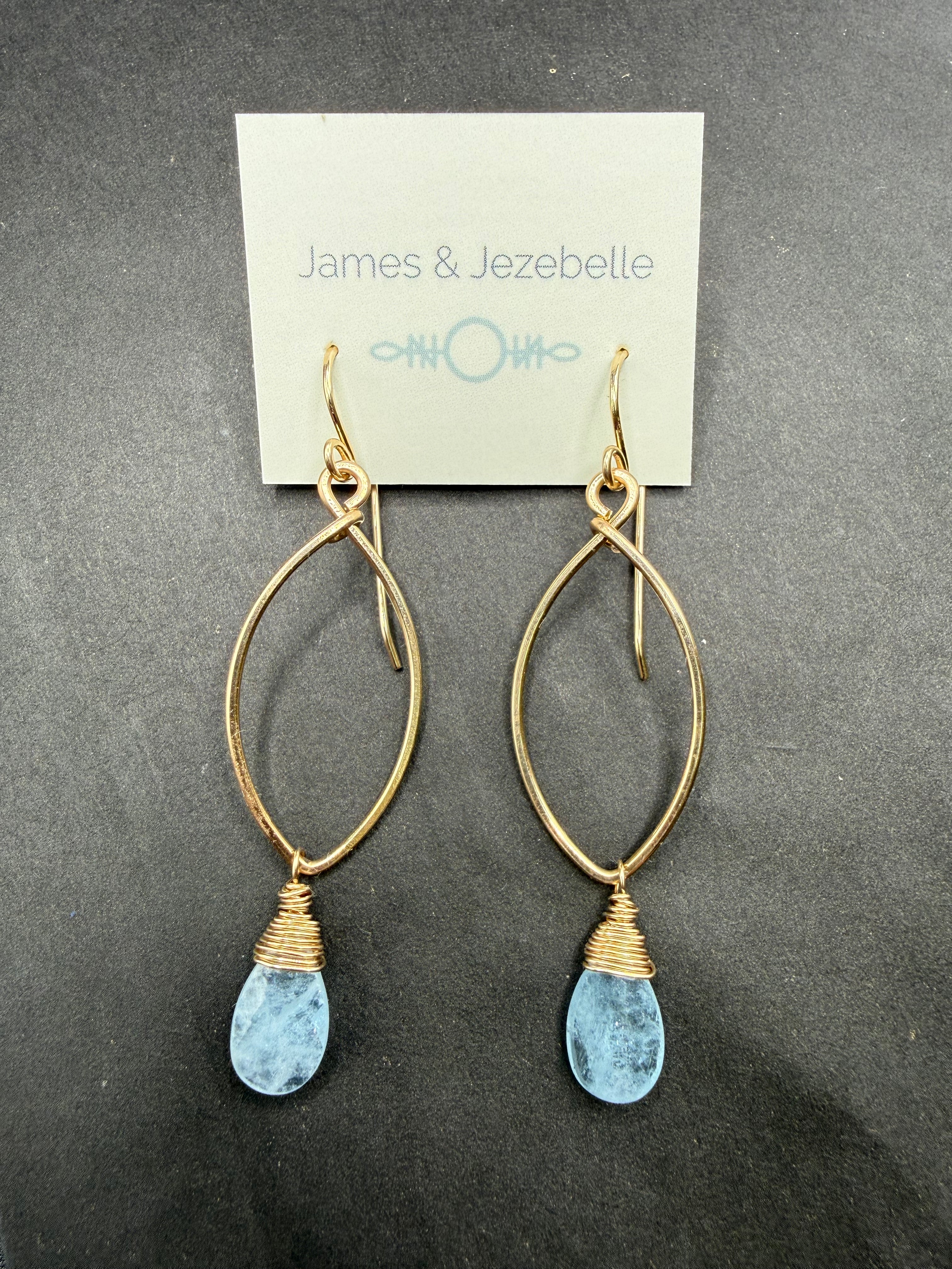 Aquamarine Teardrop Hoop Earrings