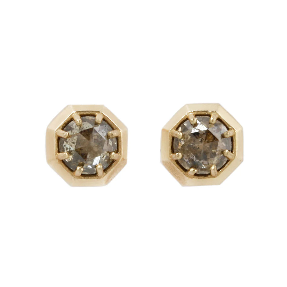 Gold Champagne Quartz Stud Earrings