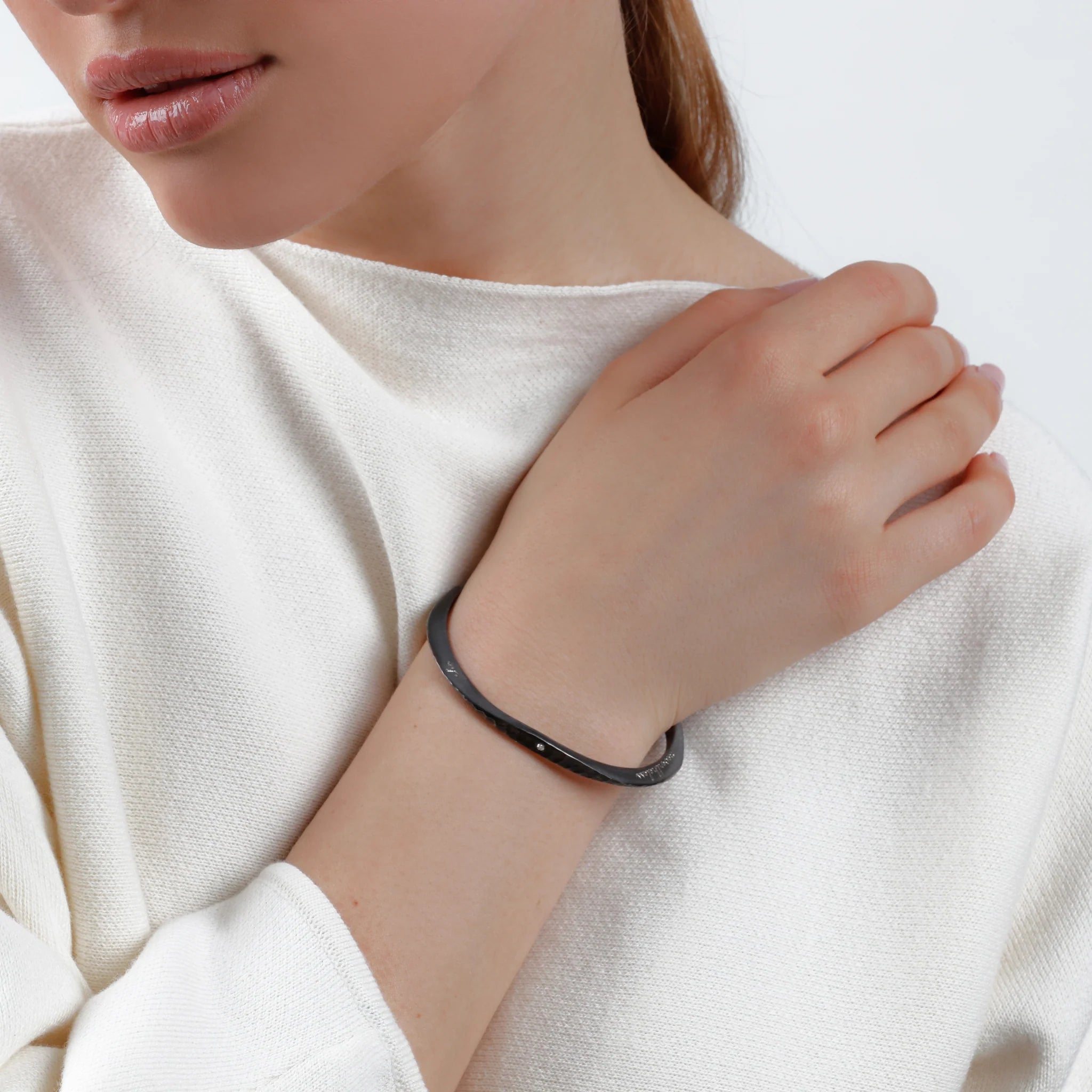 Dark Night Engraved Tri Bangle