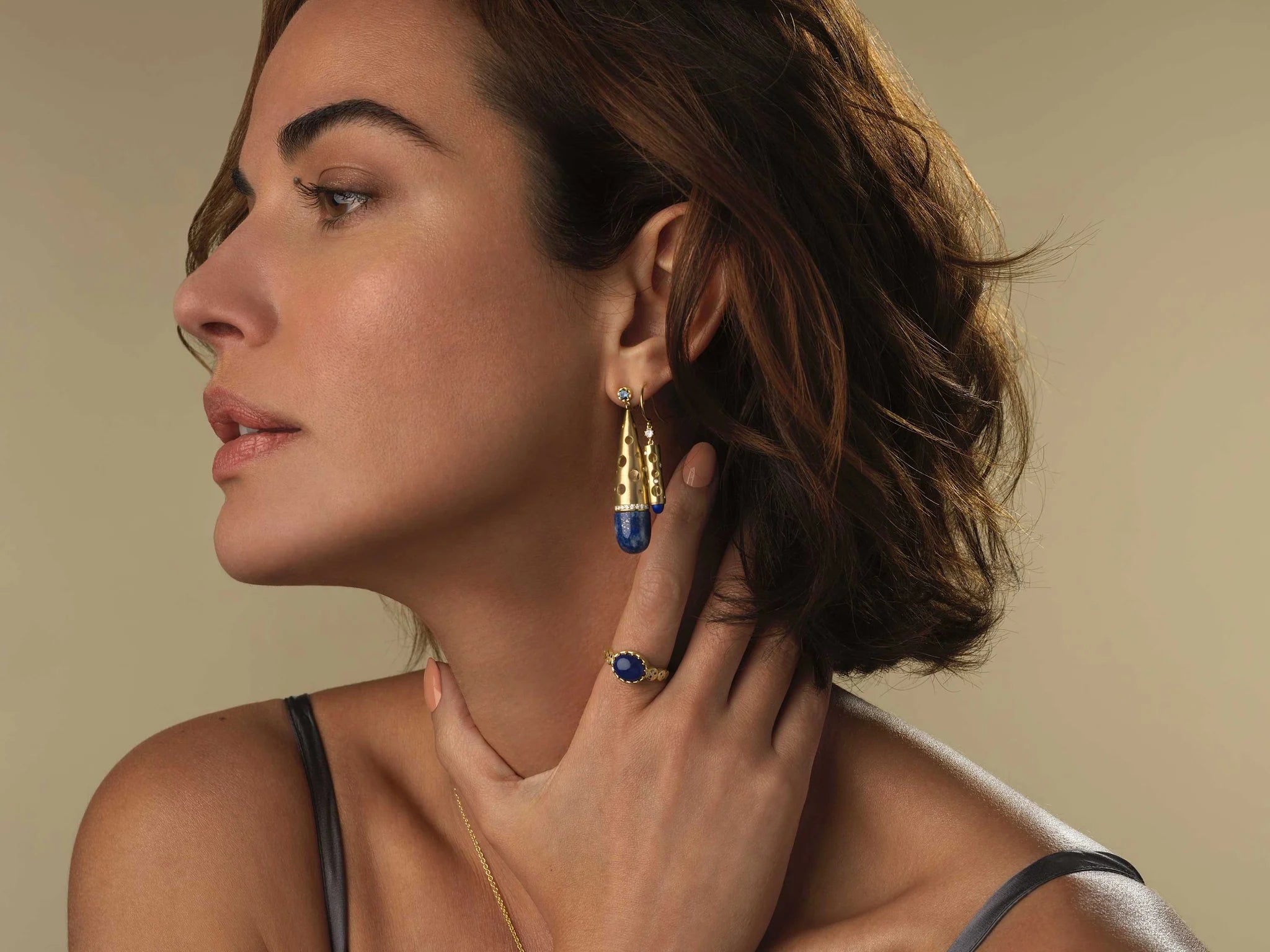 Lapis Lazuli Holly Tube Dangle Earrings