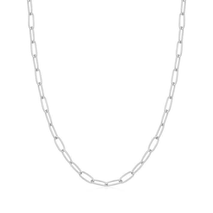 Zoom Silver Link Charm Chain Necklace