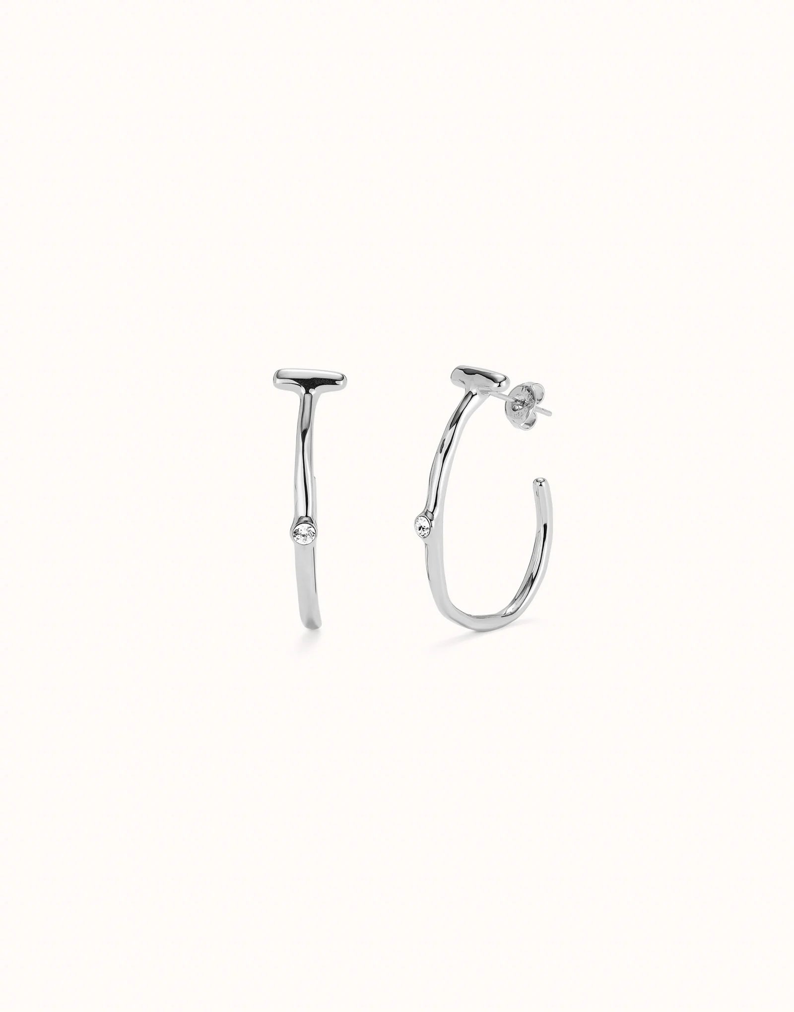 Hoop earrings with white topaz - Silver