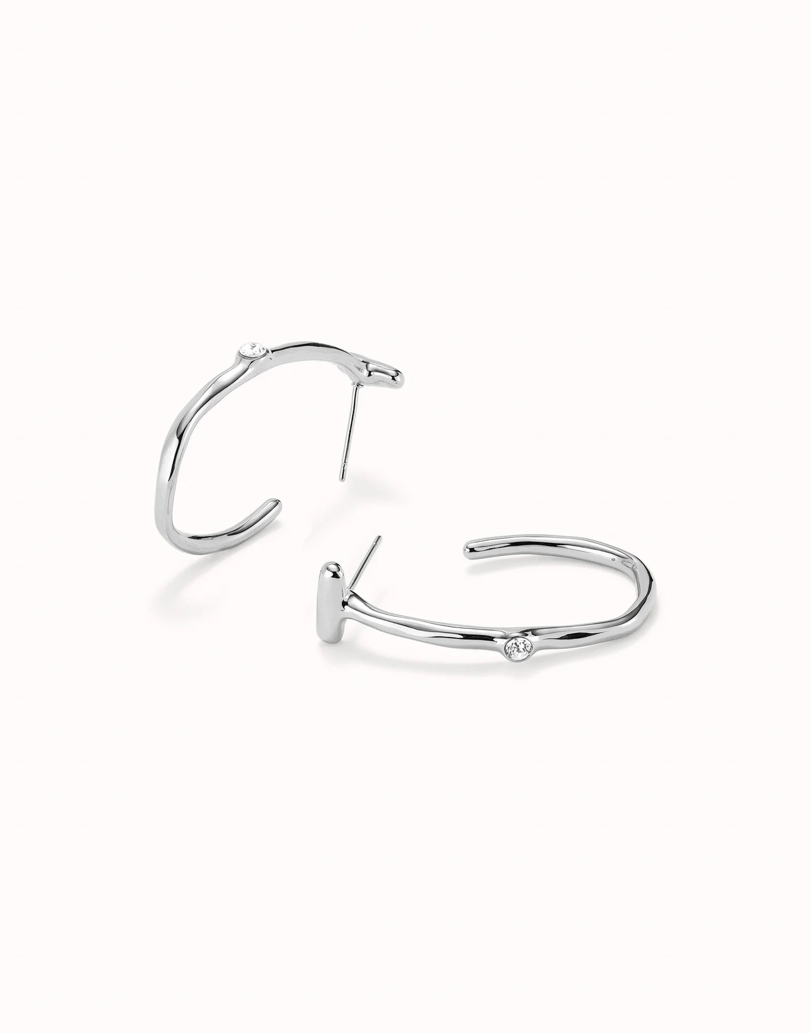 Hoop earrings with white topaz - Silver