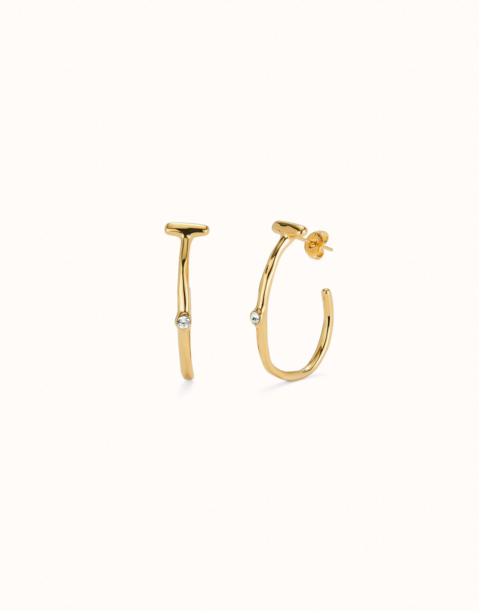 Hoop earrings with white topaz - Gold