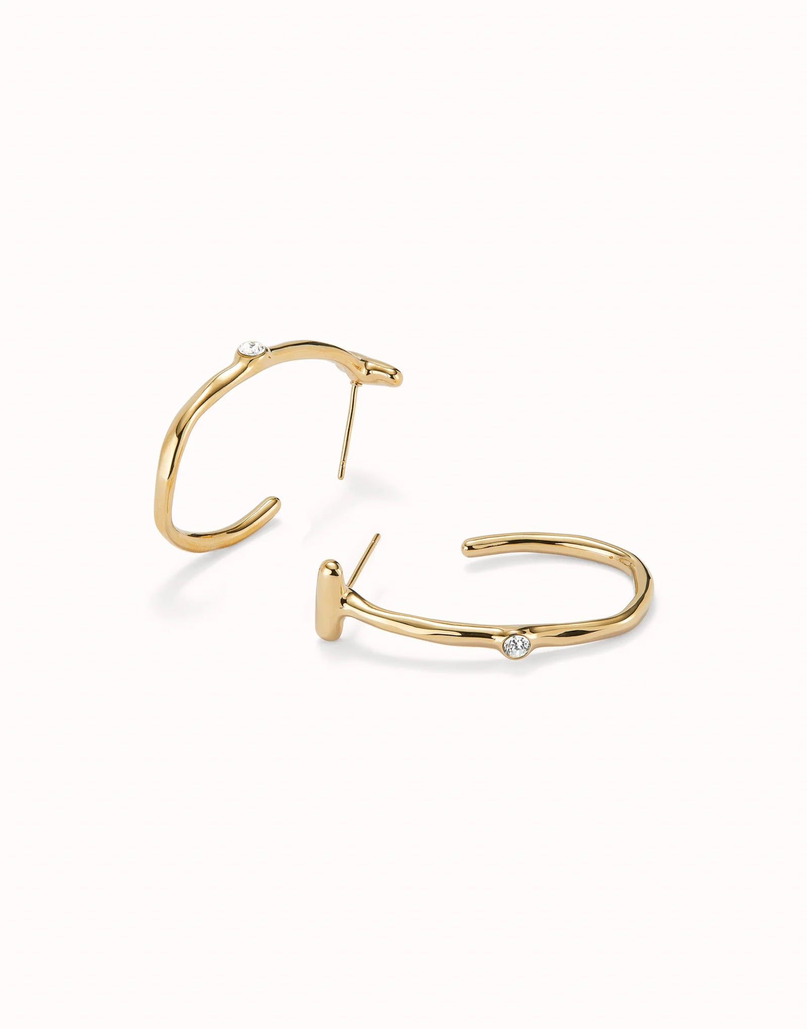 Hoop earrings with white topaz - Gold