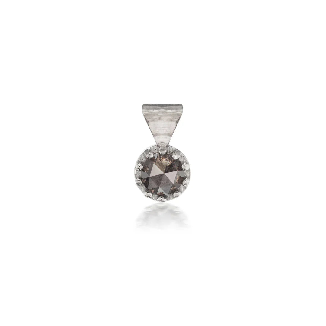 Tiny Pronged Bezel Pendant with Black Diamond Necklace