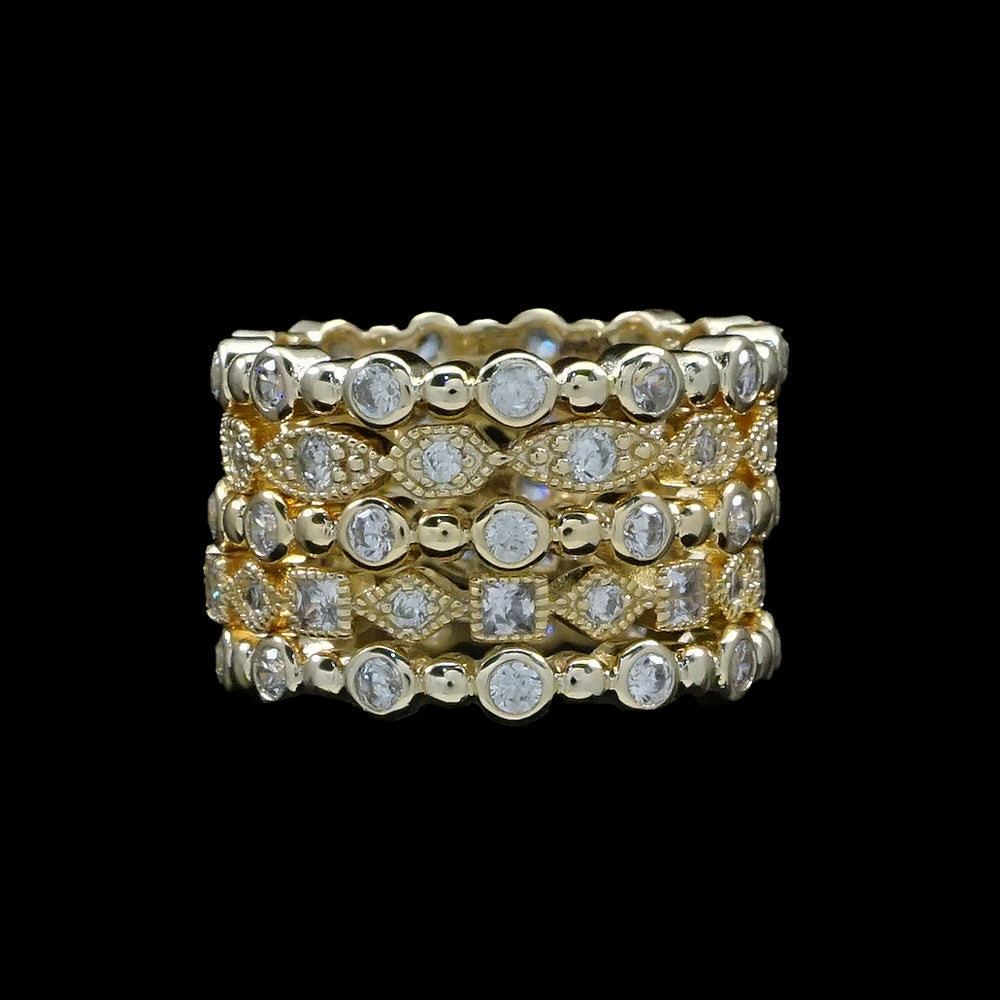 5 Tier Gold Ring Stack