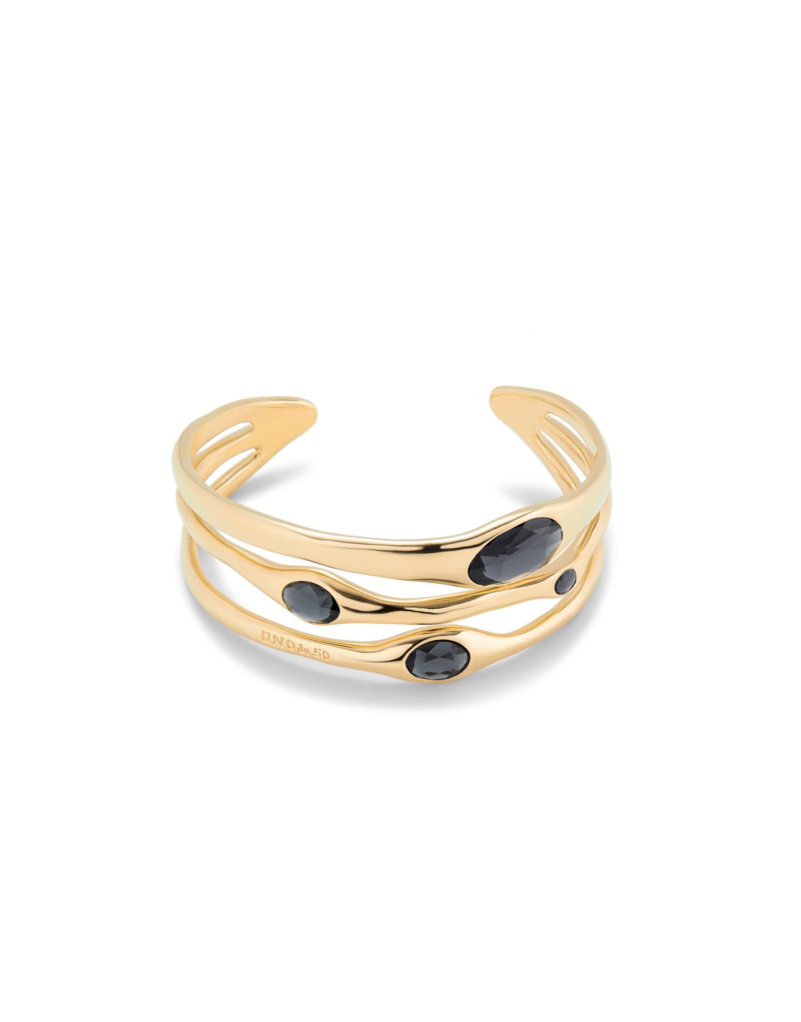 Bangle bracelet with crystals - gold
