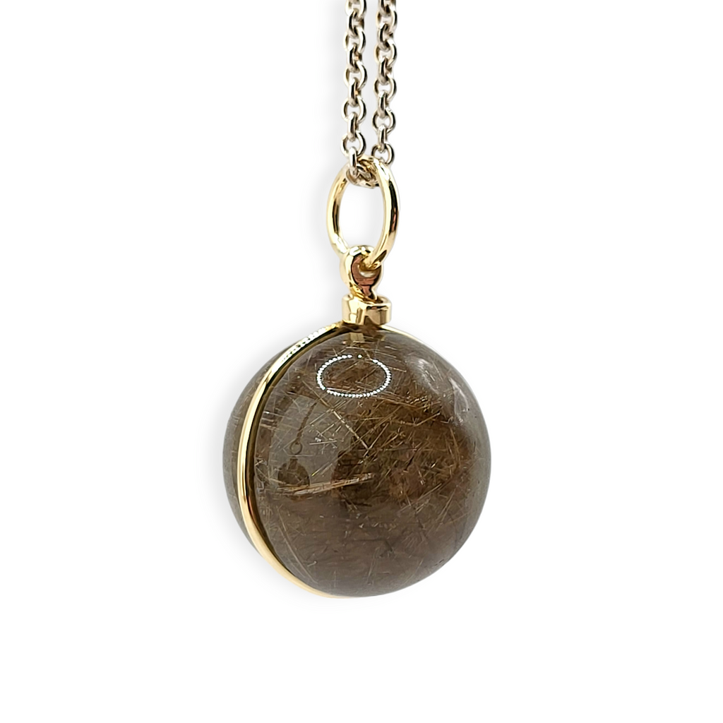 Rutilated Quartz Sphere Necklace