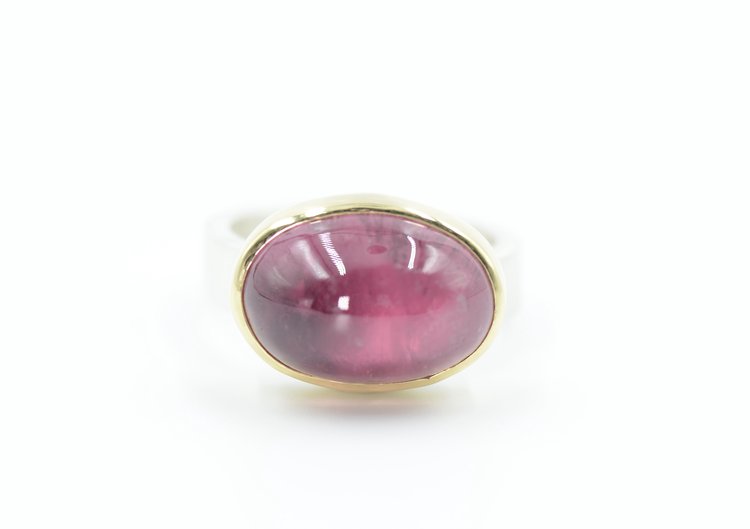 California Pink Tourmaline - Mixed Metals Ring