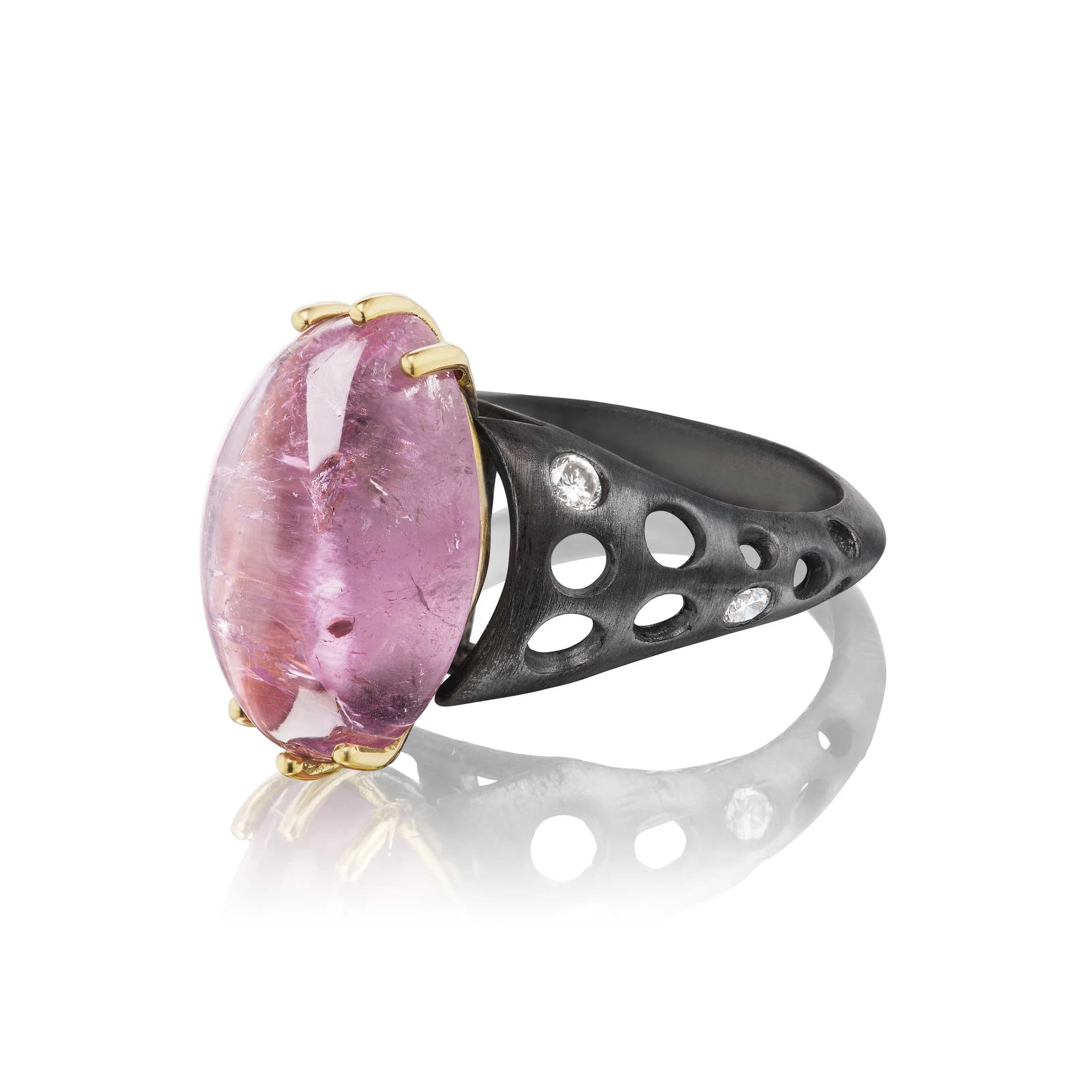 Tapered Marquise Ring with Pink Tourmaline