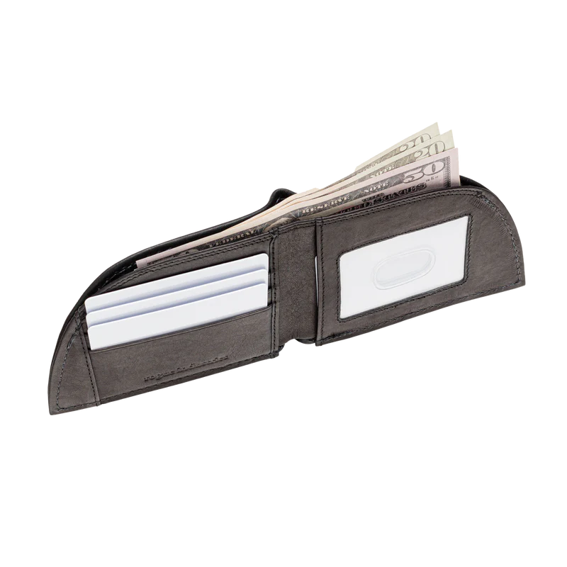 American Bison Leather Front Pocket Wallet - Black