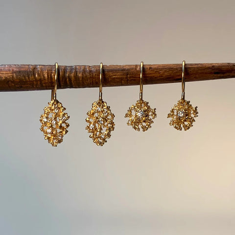Delicate Leaf Earrings with Diamonds