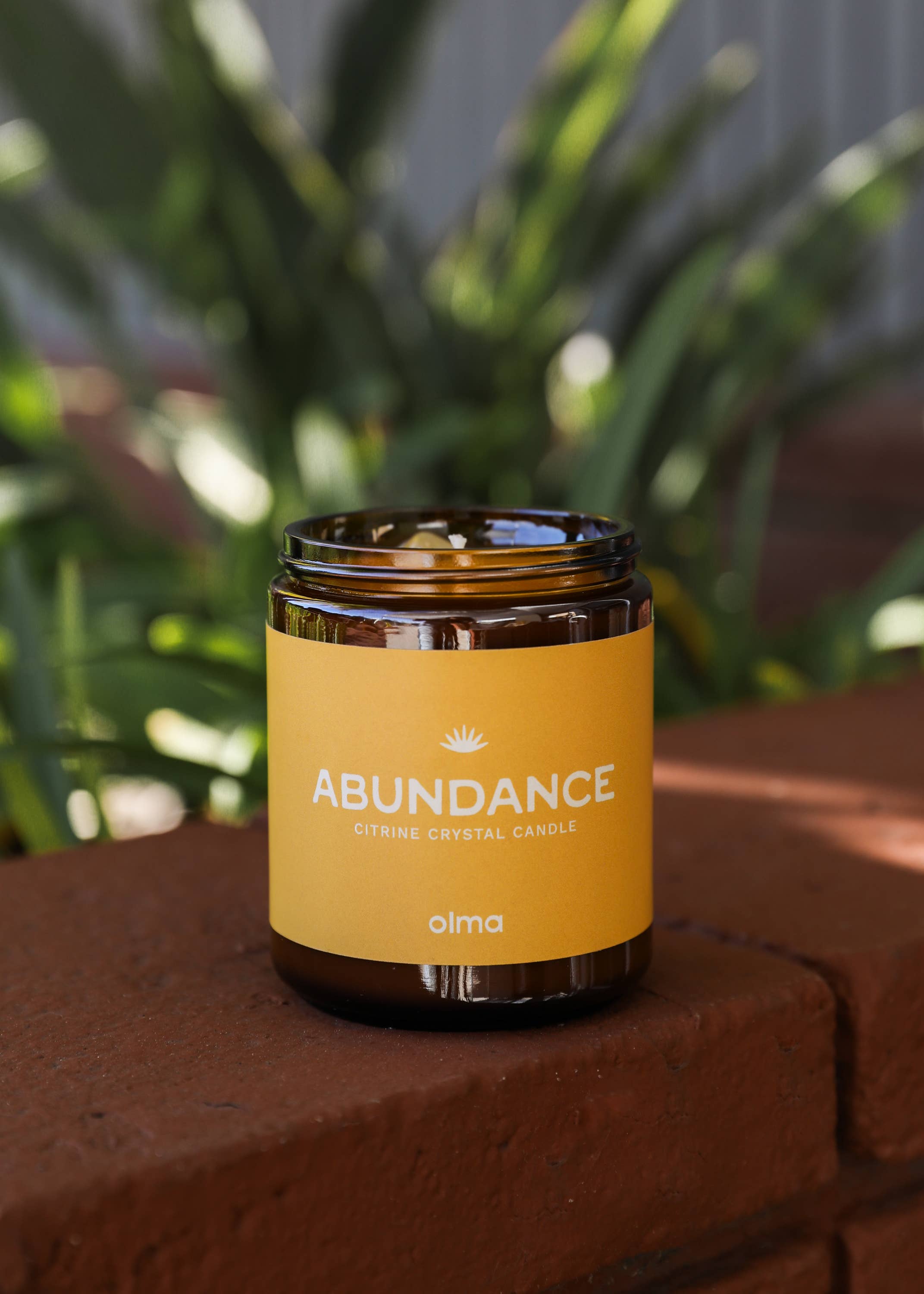 Abundance Intention Candle - Citrine Crystal - Amber