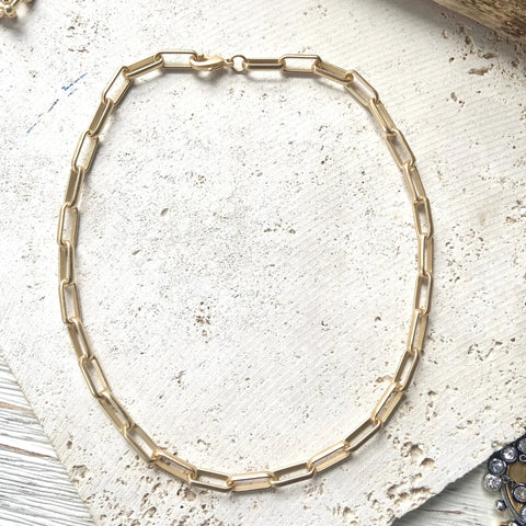 Matte Gold Paperclip Chain - Large Link