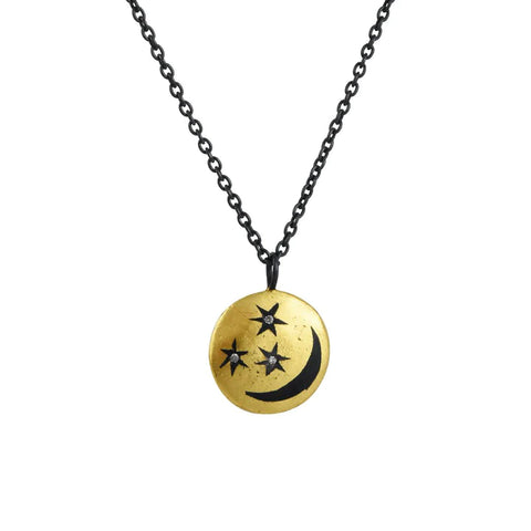 Reversible Opal Crescent Round Pendant