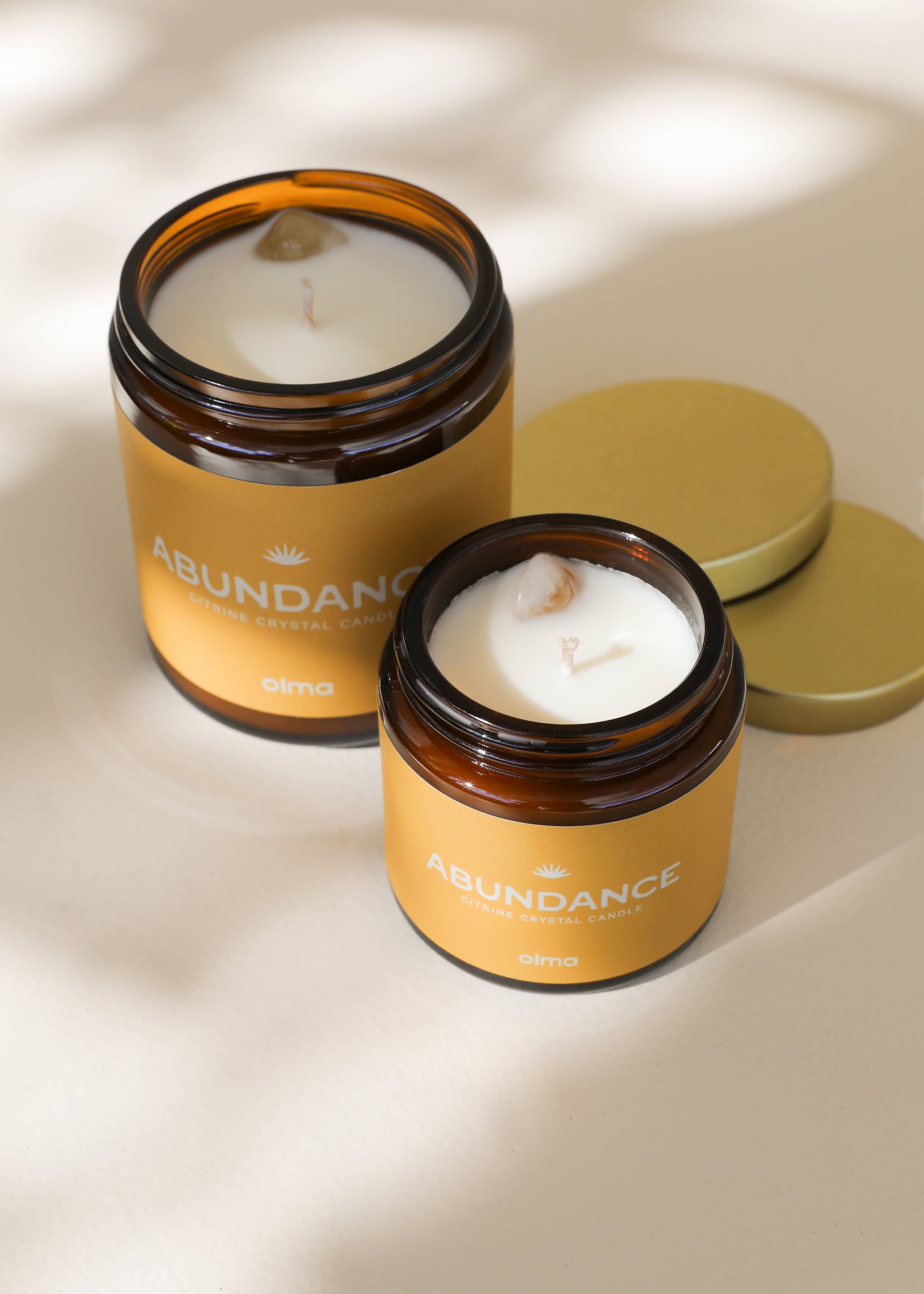 Abundance Intention Candle - Citrine Crystal - Amber