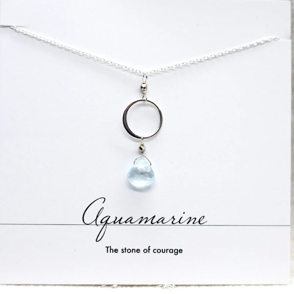 Aquamarine Ring Silver Necklace