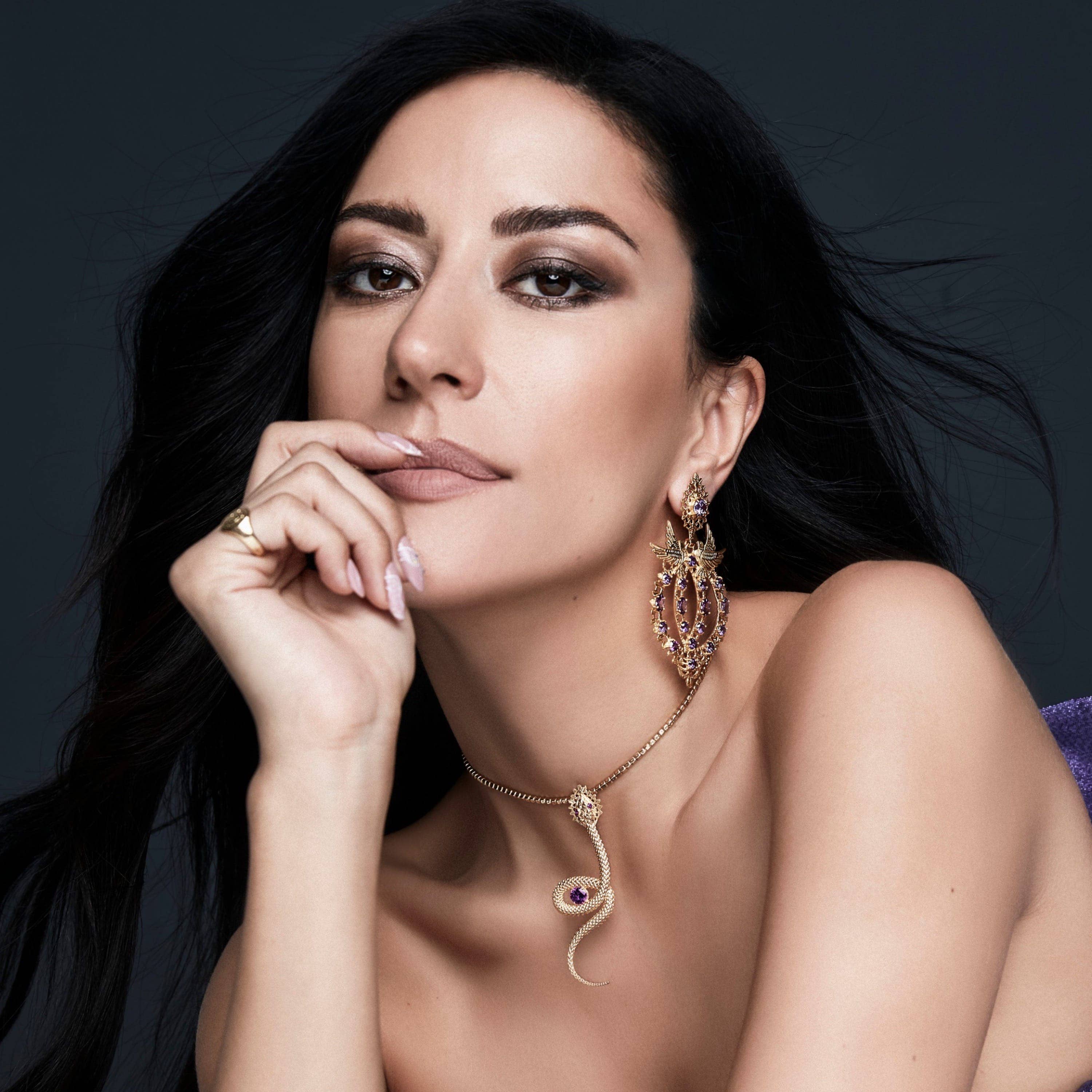 Necklace Snake Green in Gold Plated Silver