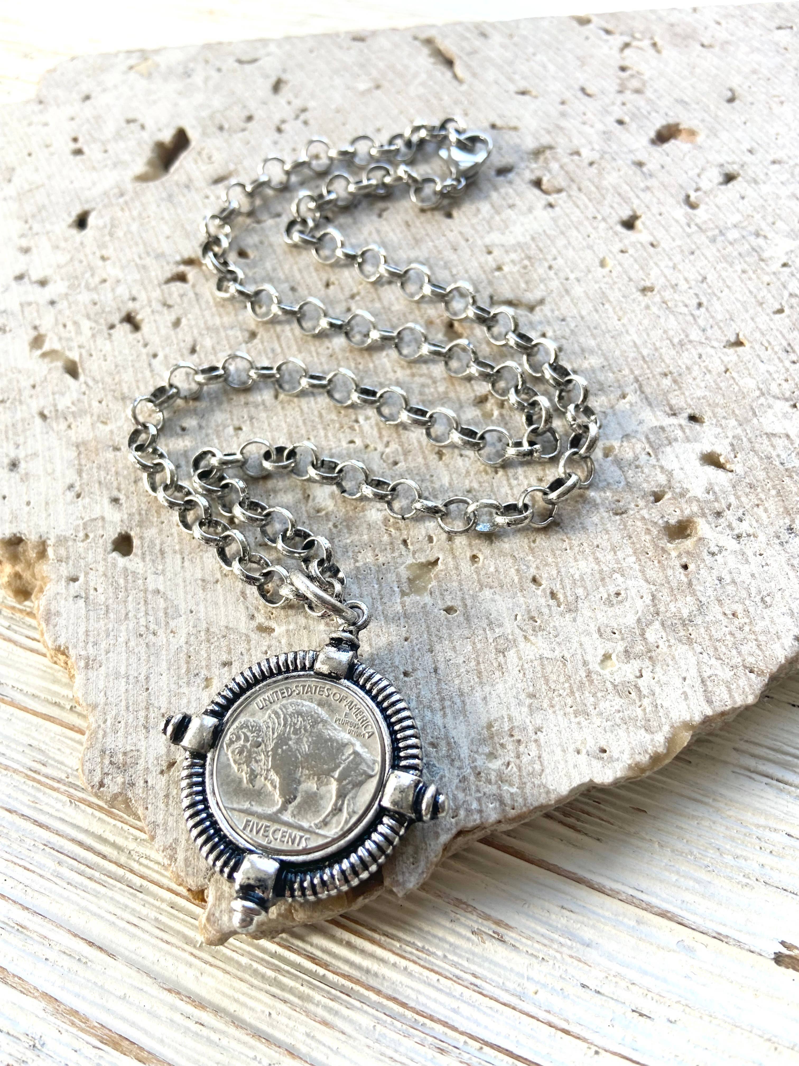 Buffalo coin necklace  Montana Colorado Idaho jewlery