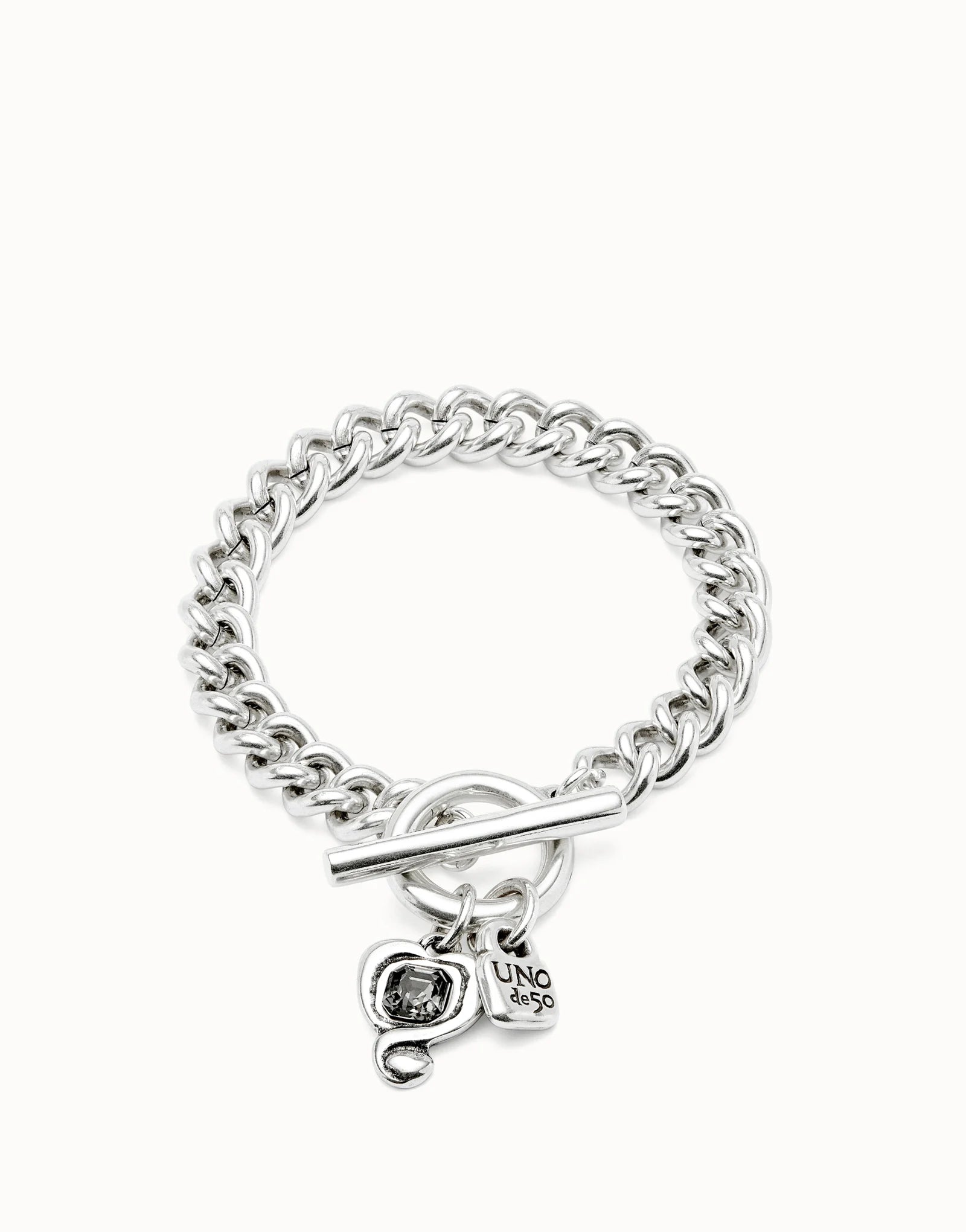Curb Link Chain Bracelet with Heart Charm