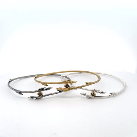 Twig Bangle Silver with Patina