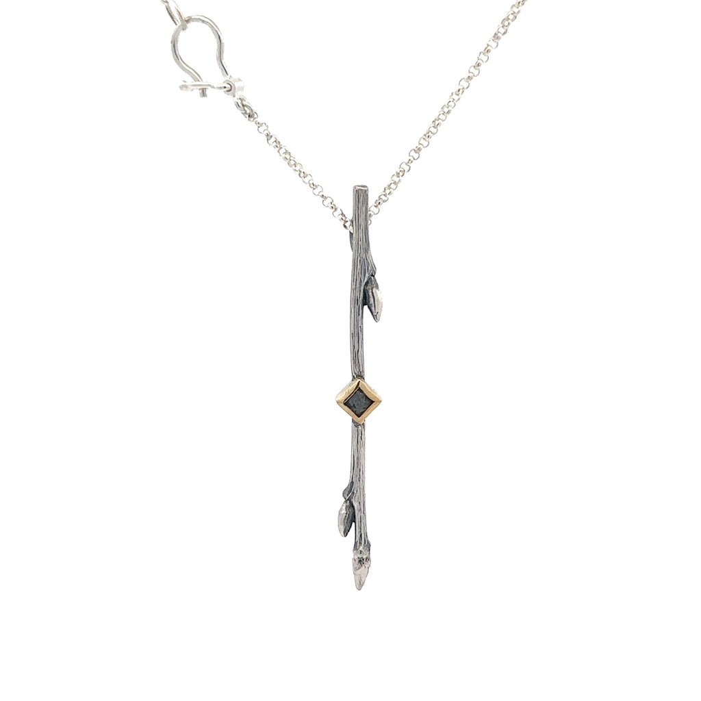 Twig Pendant with Natural Diamonds