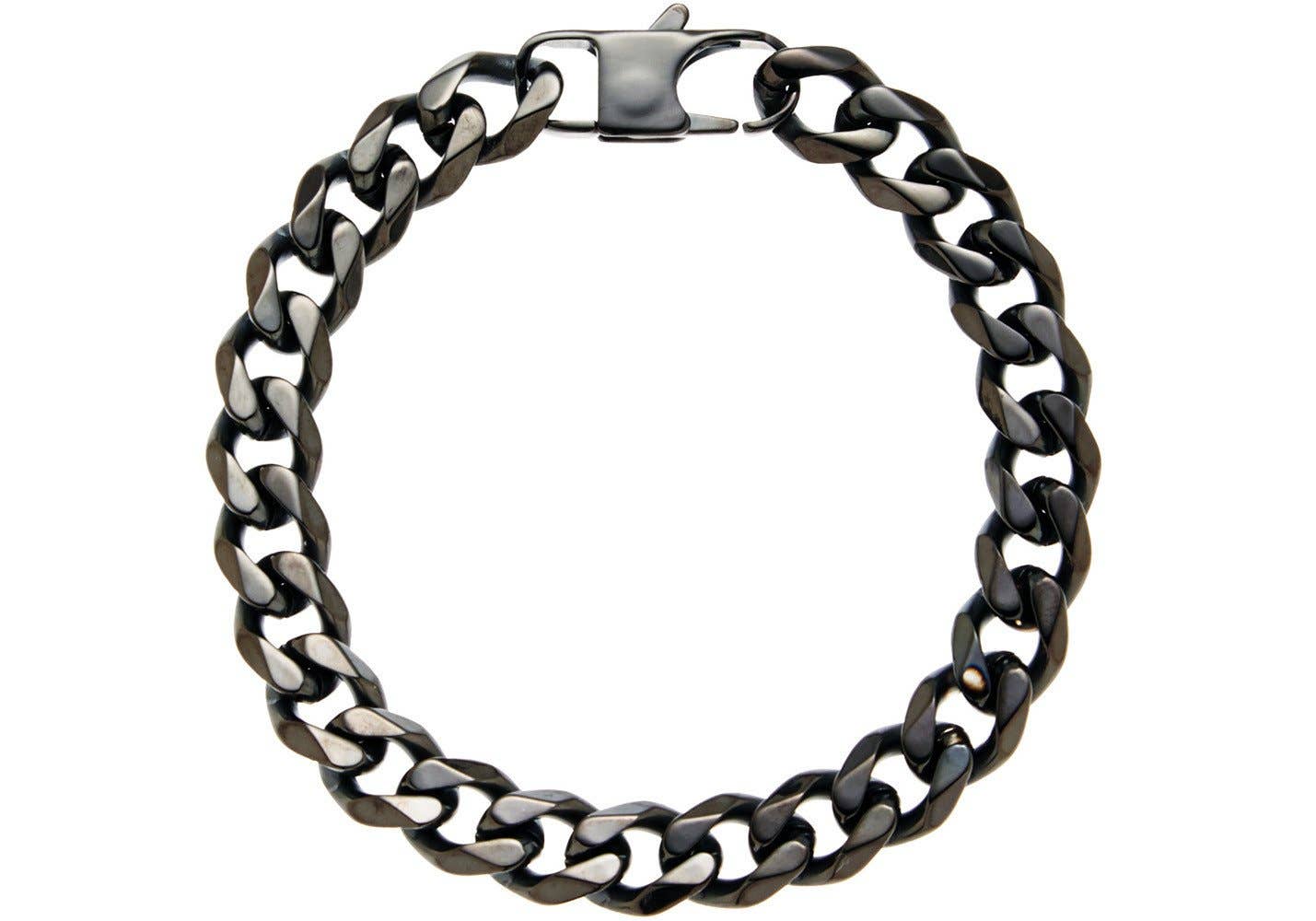 Men's Black Plated Stainless Steel Curb Link Chain Bracelet