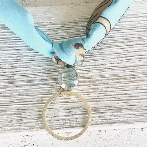 Scarf necklace with Gold Circle