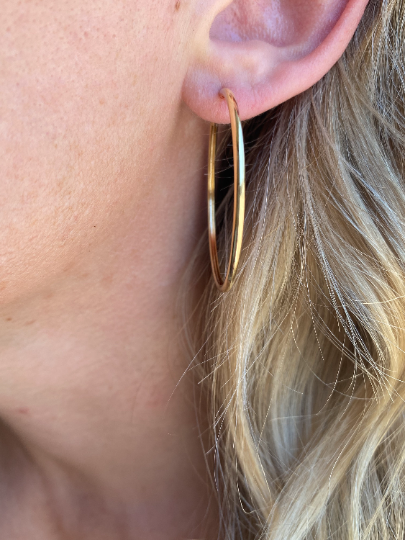 18k Gold Filled Hollowed Endless Continuous Hoop Earrings 40