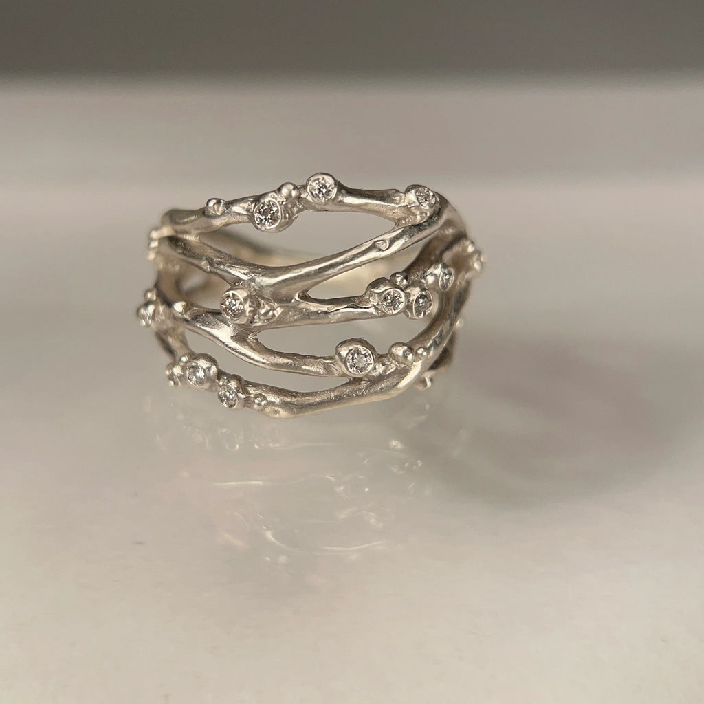 Encrusted Five Branch Ring - Sterling Silver