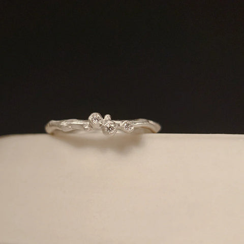 Encrusted Tiny Branch Ring - Sterling Silver