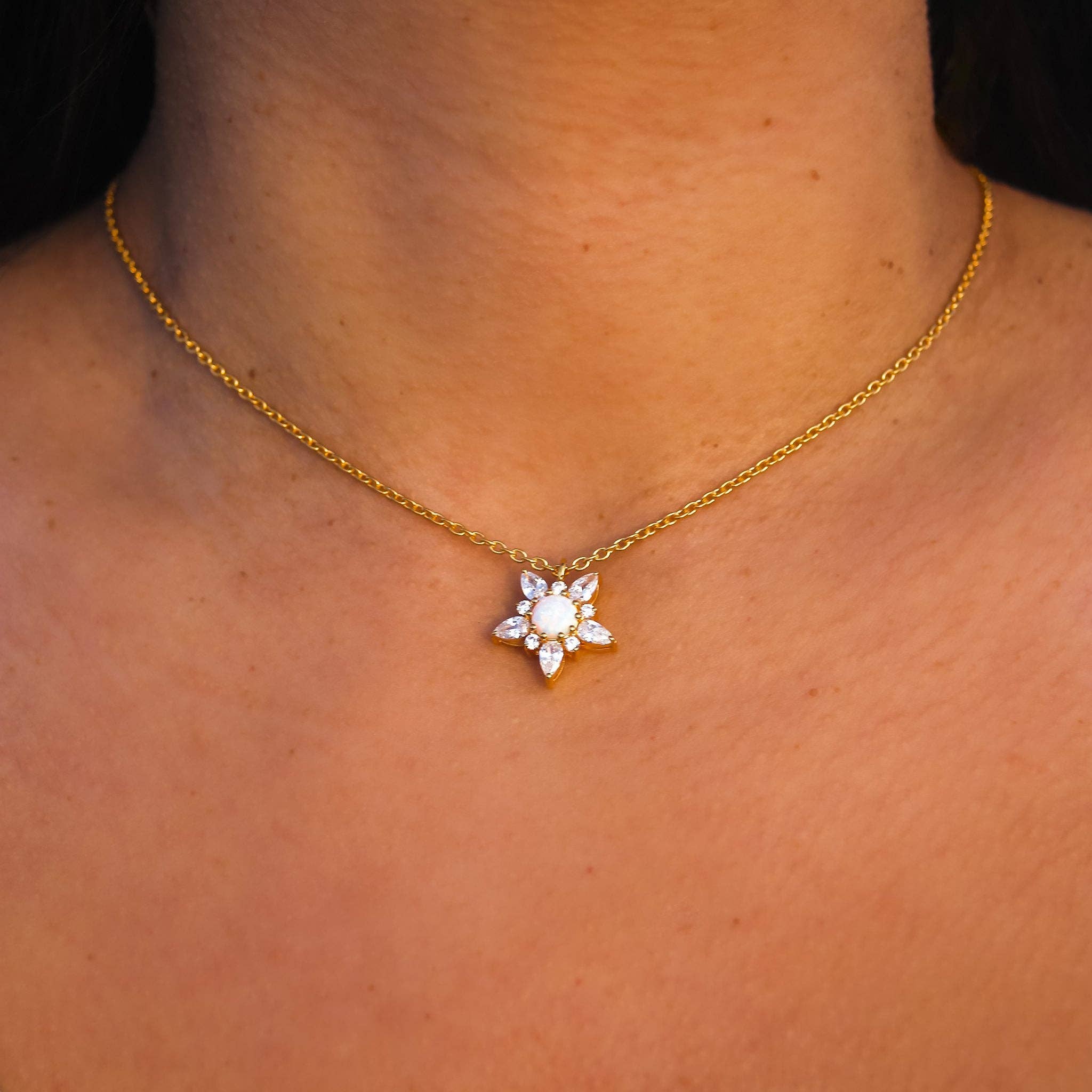 Opal & Diamond Wildflower Pendant