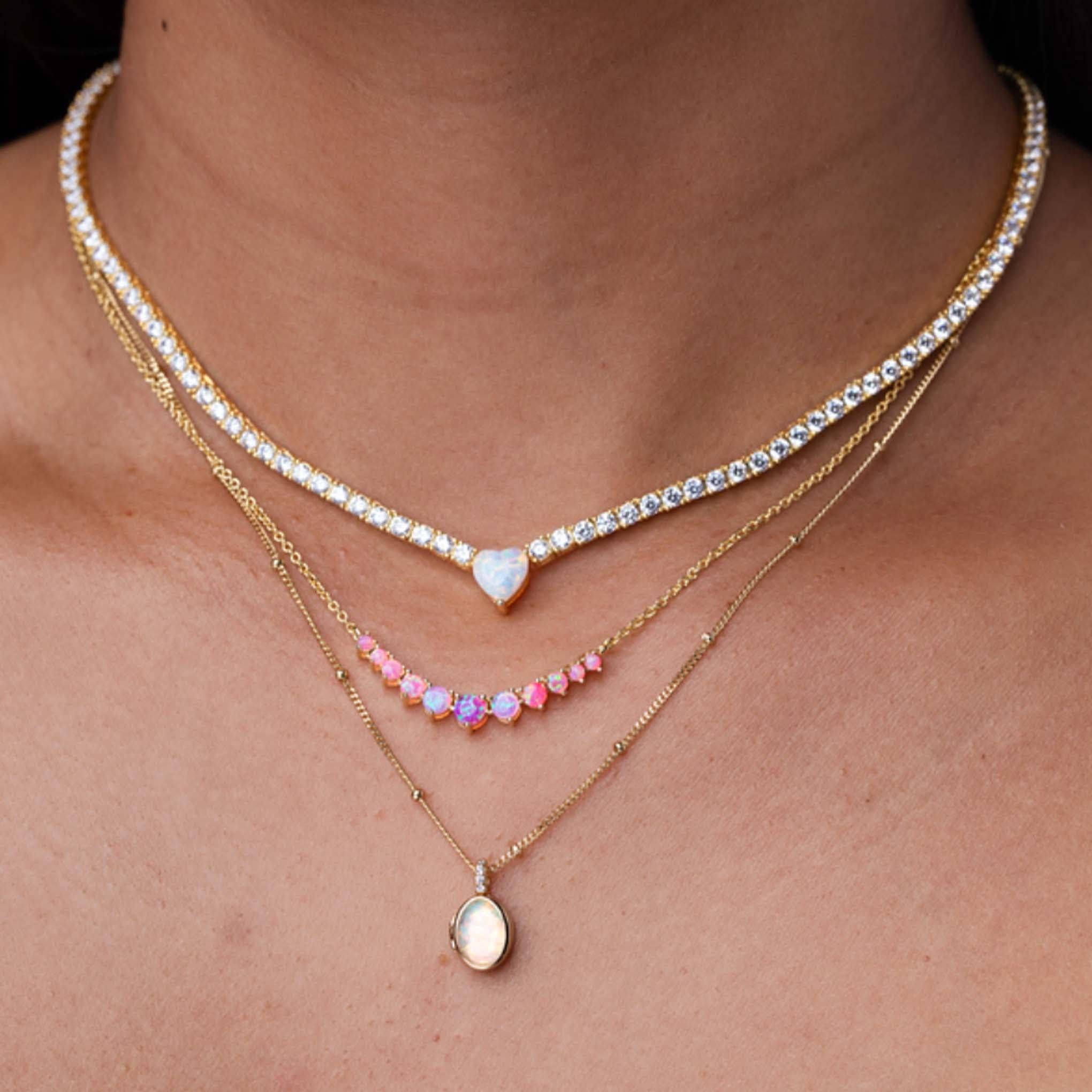 Pink Opal Ombre Cascade Necklace