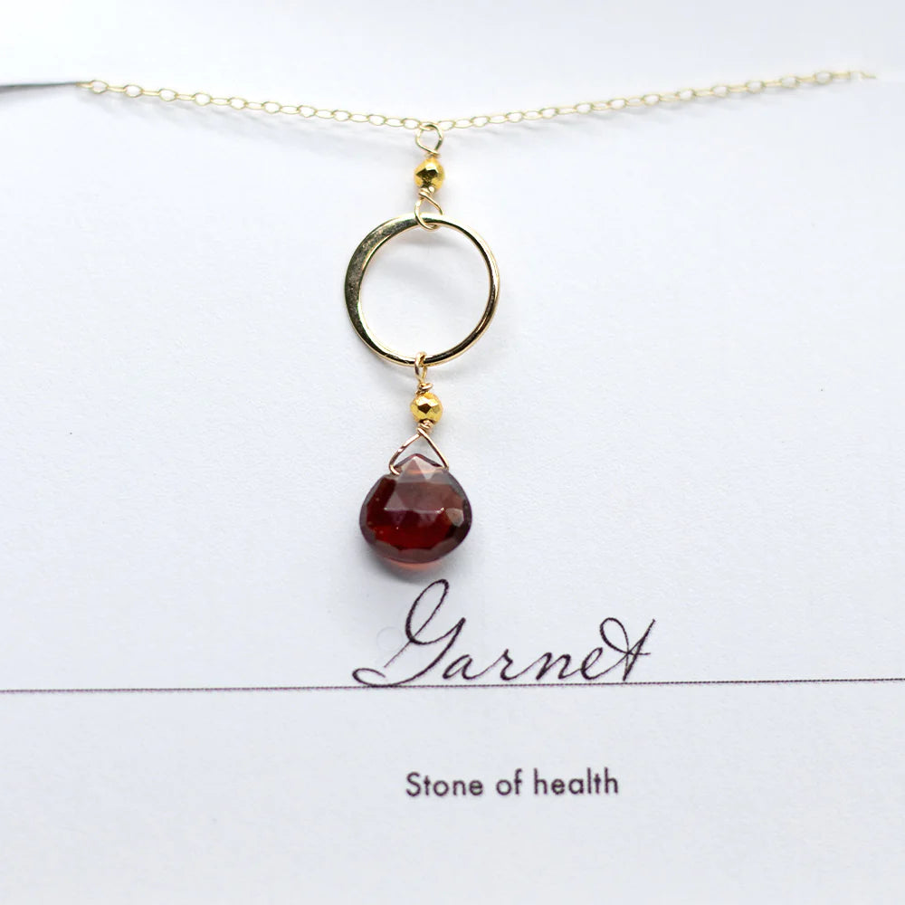 Garnet Ring Gold Necklace