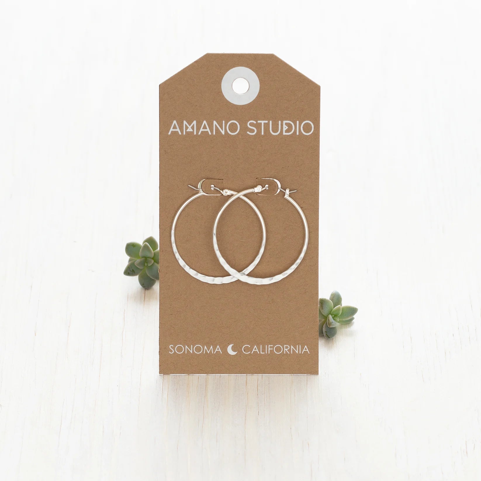 Amano Studio Jewelry 1.5" Hammered Hoop Earrings