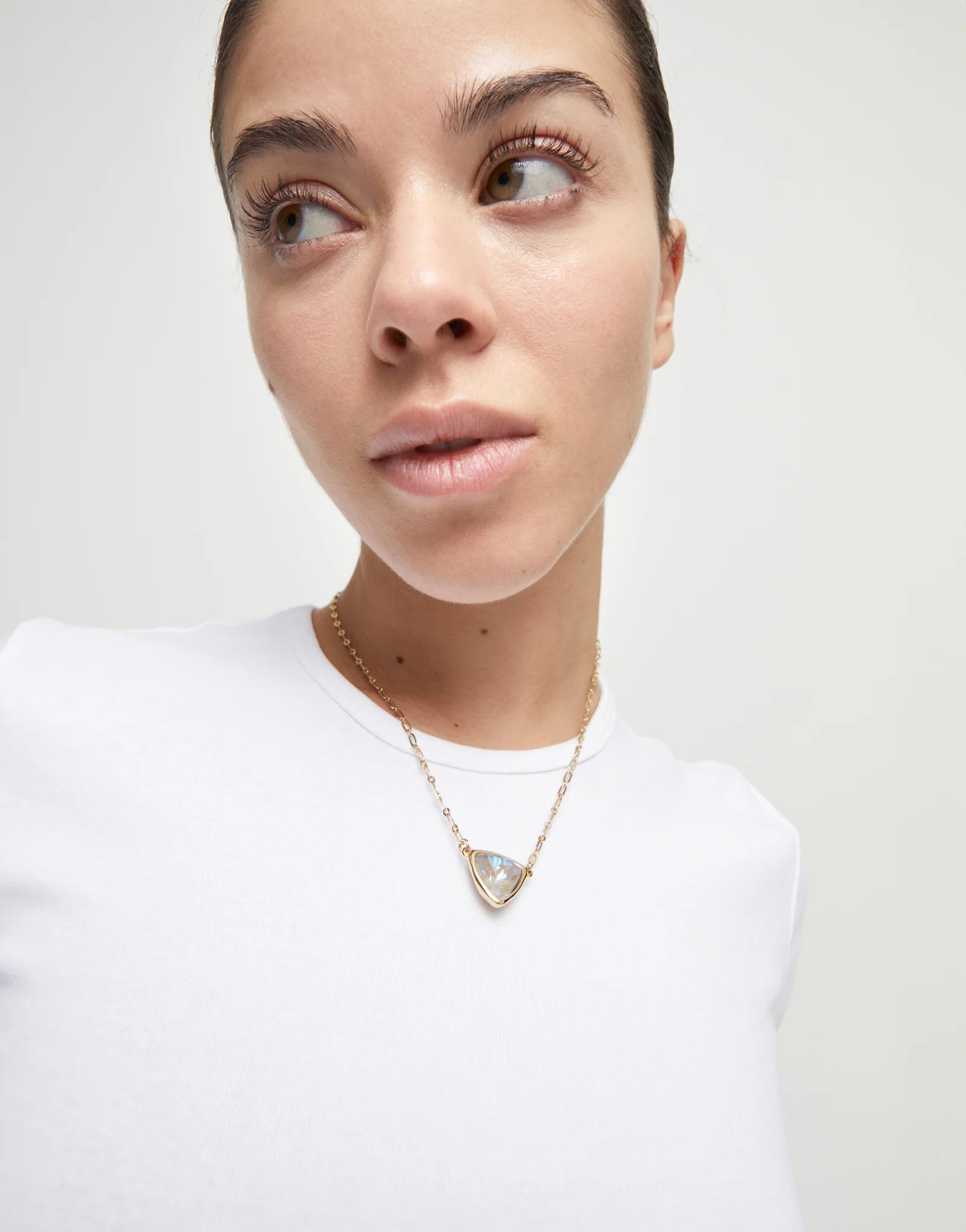 Pendant Chain Link Necklace with Multicolor Crystal