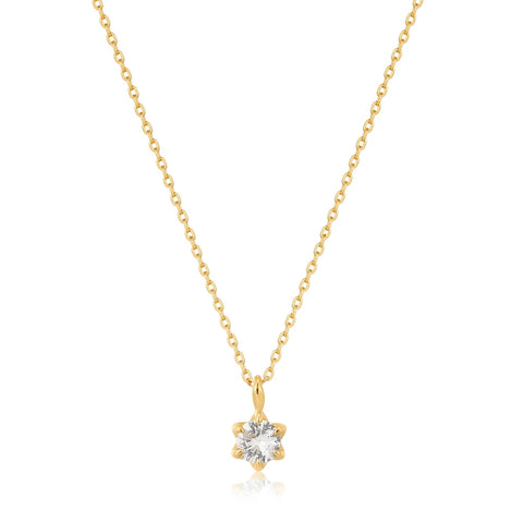 14K Gold White Sapphire Pendant Necklace